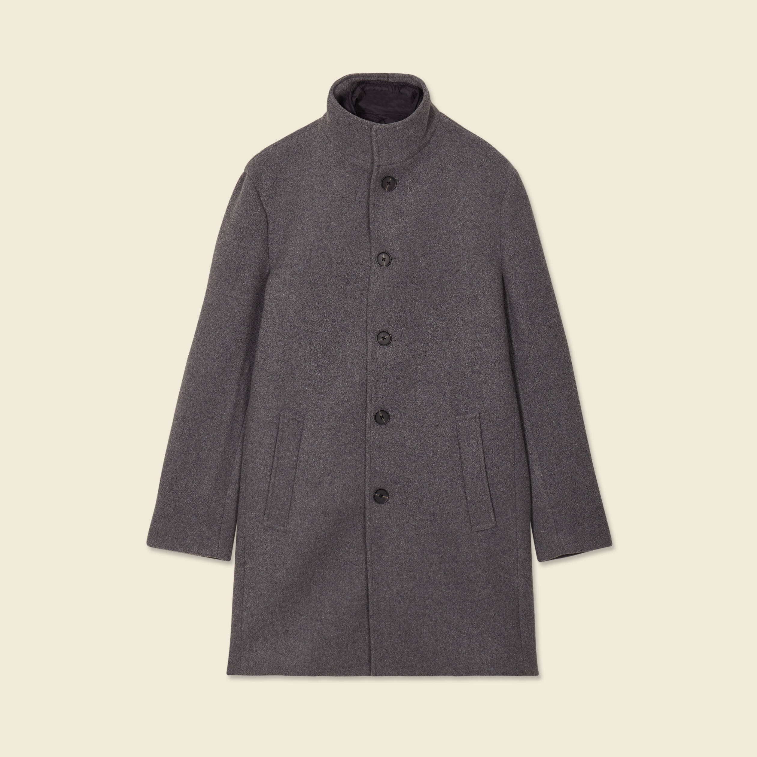 manteau ajuste boutonne gris fonce homme Manteau ajusté boutonné gris foncé homme
