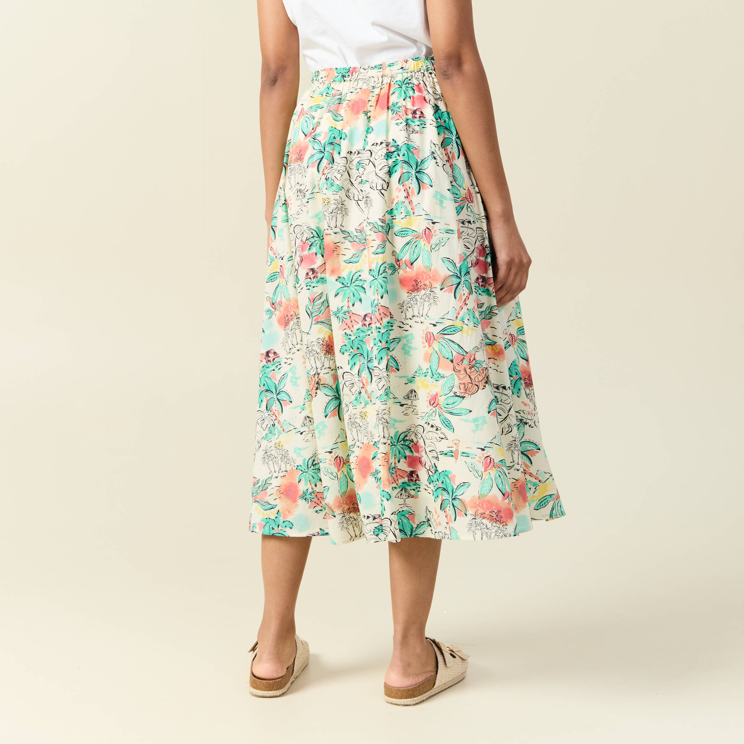 jupe longue evasee blanc femme Jupe longue évasée blanc femme