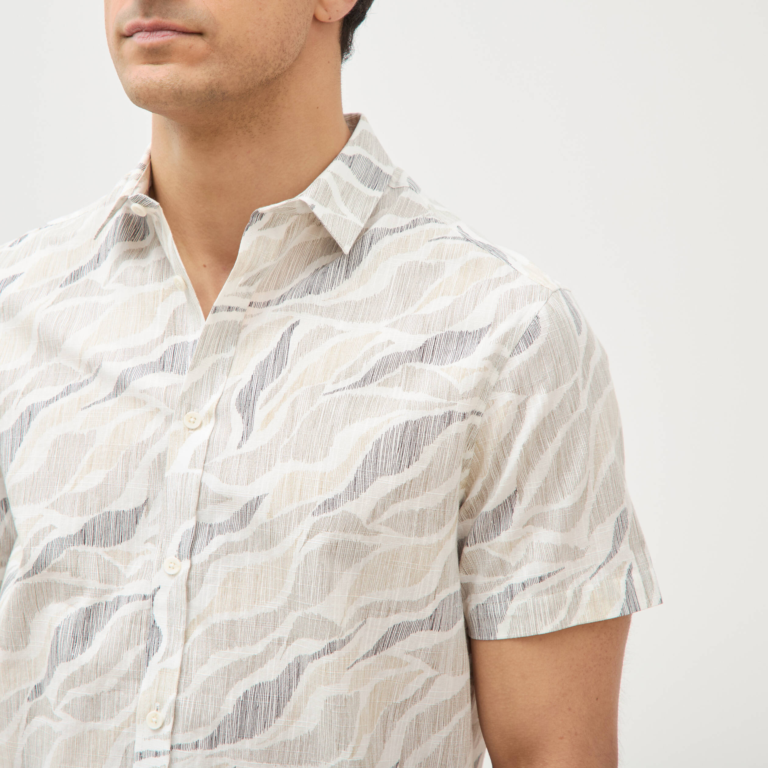 Chemise manches courtes beige homme