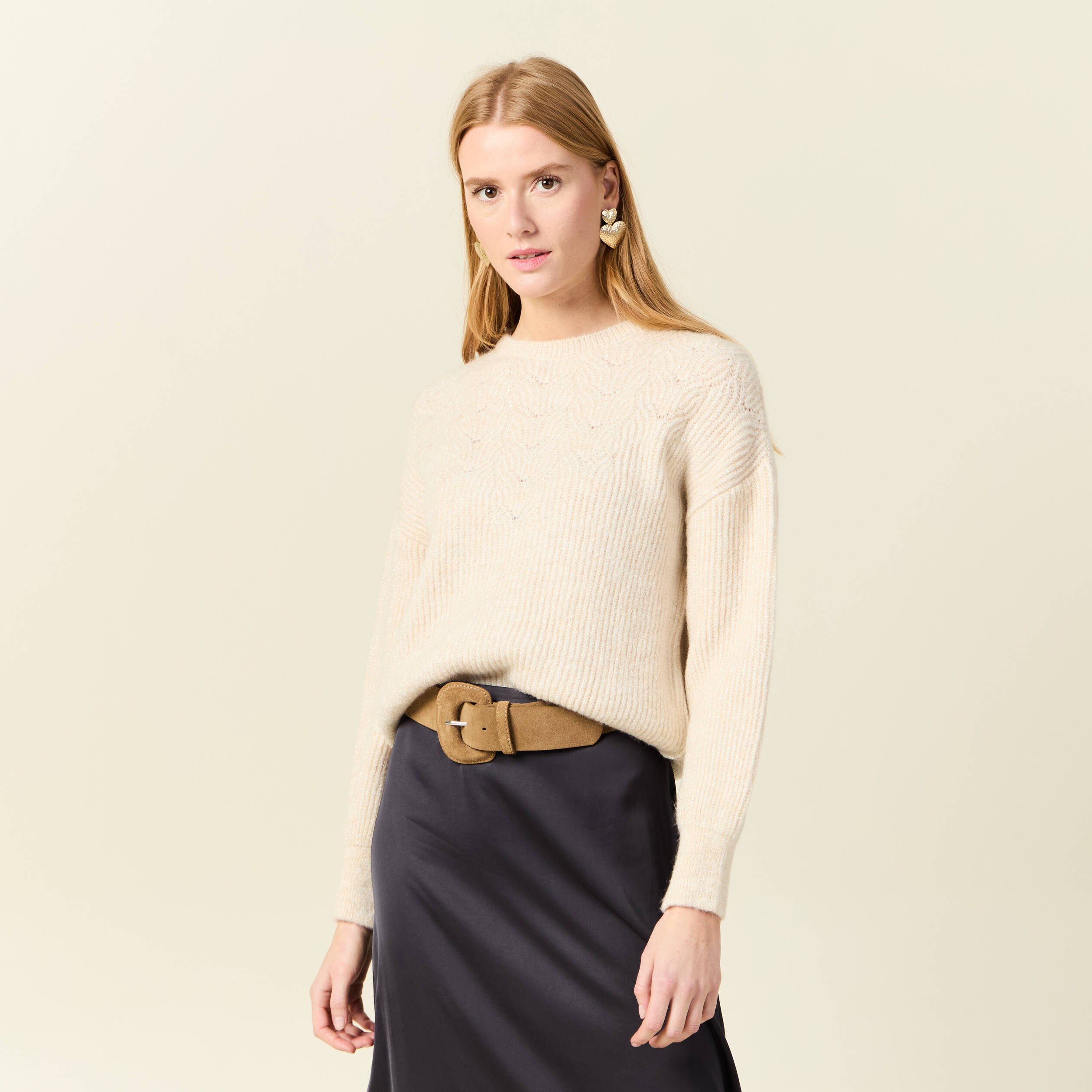 pull manches longues creme femme Pull manches longues creme femme