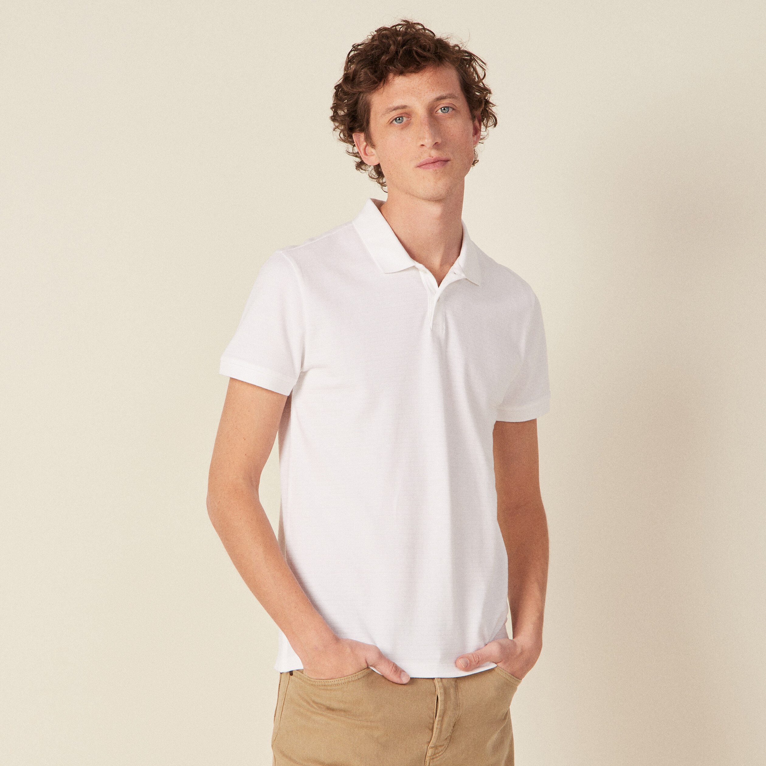 Polo manches courtes blanc homme