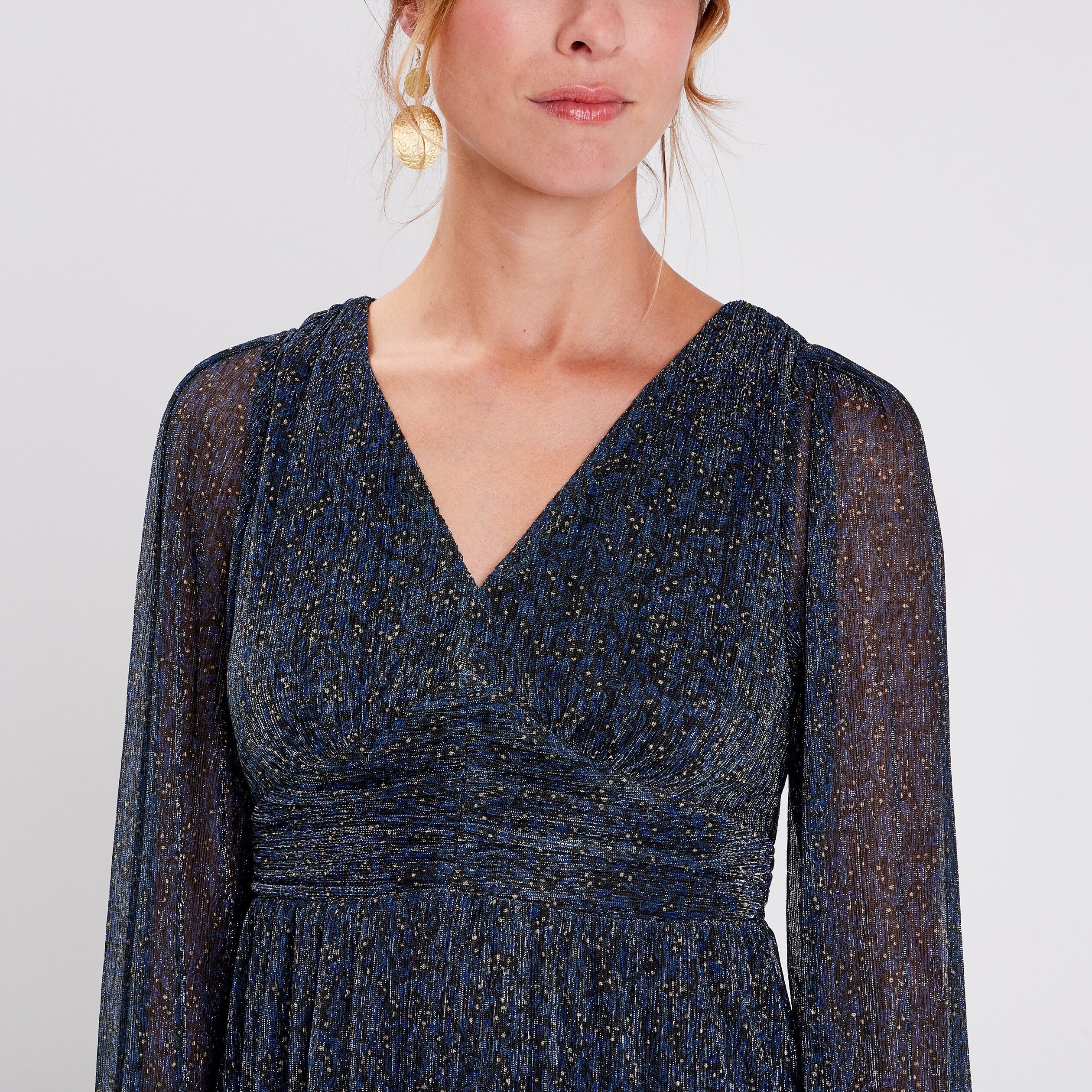 Robe longue droite fluide noir femme Vibs
