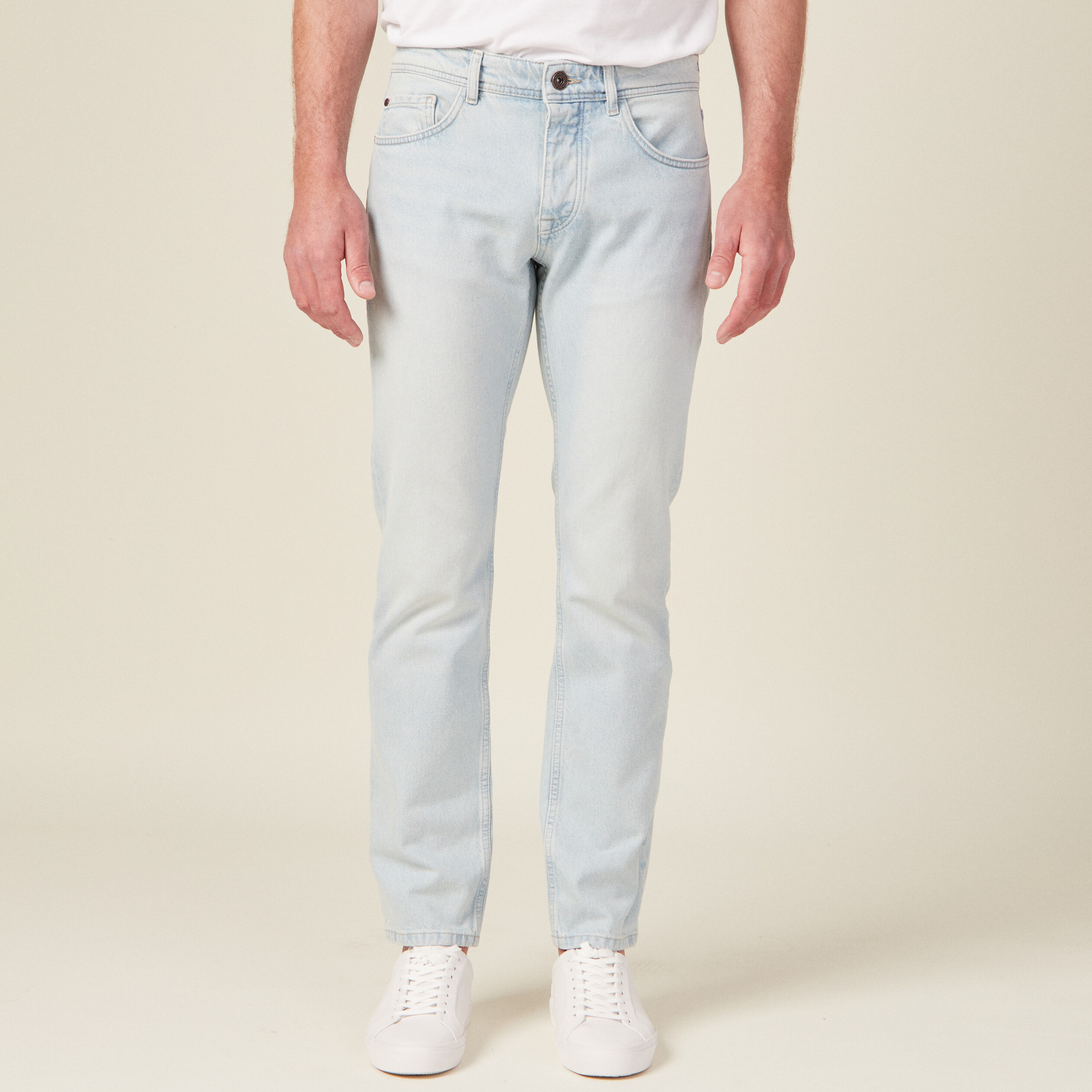jeans straight 5 poches denim bleach homme Jeans straight 5 poches denim bleach homme