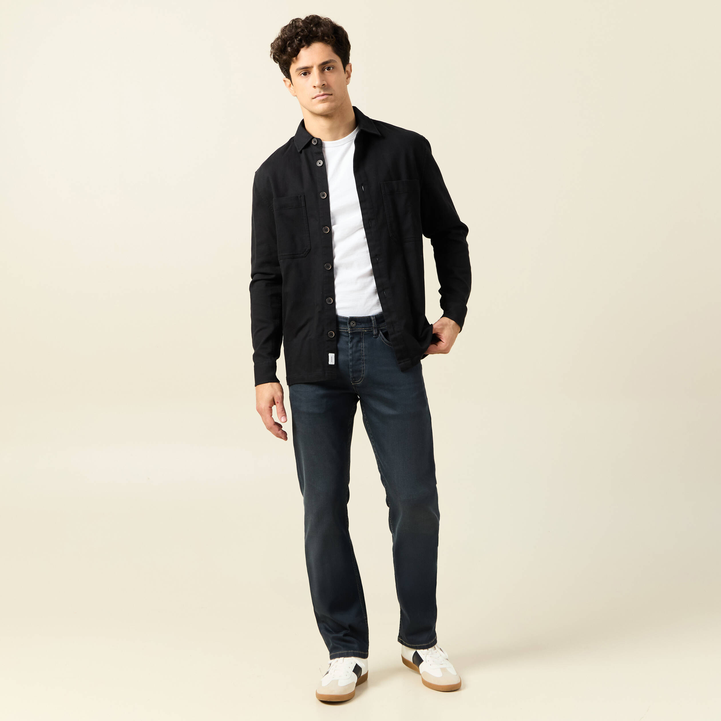 Jeans regular used denim gris homme
