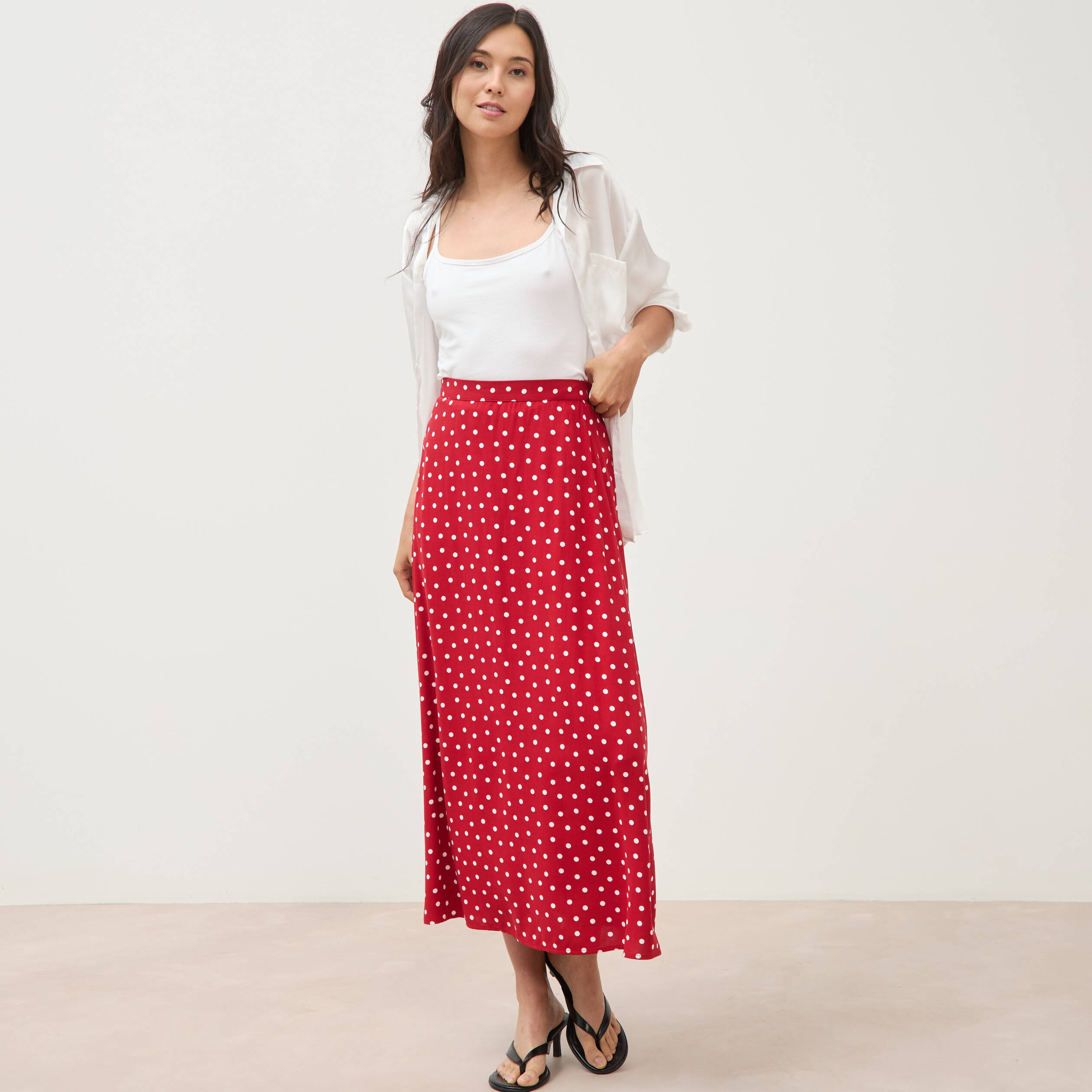 Jupe fluide rouge femme