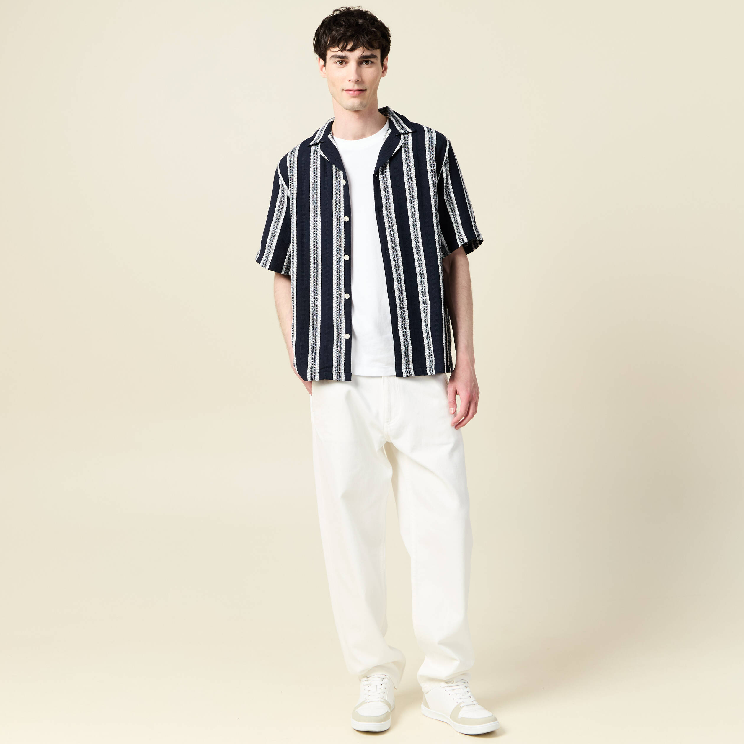 chino droit longueur 32 en coton denim blanc homme Chino droit longueur 32 en coton denim blanc homme