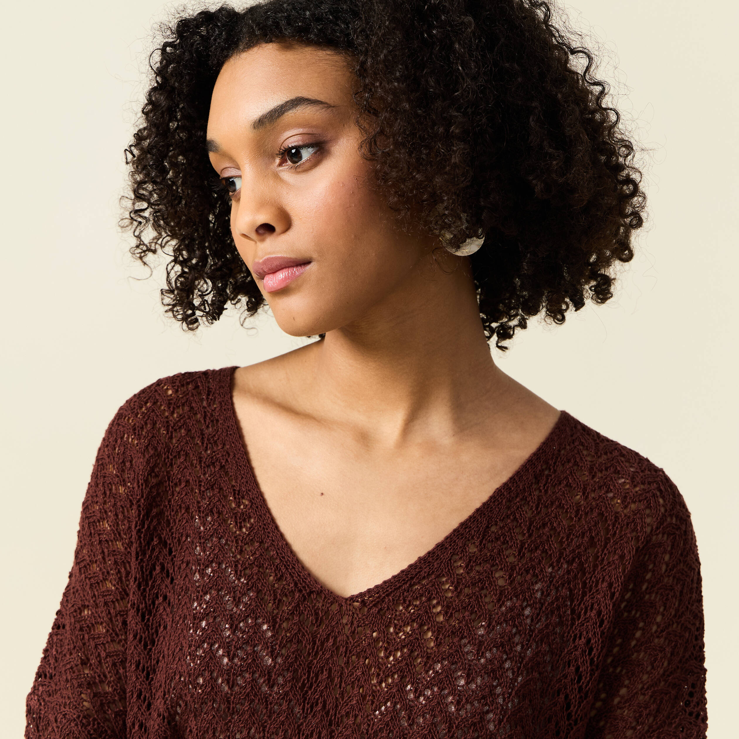 pull manches 34 ajoure bordeaux femme Pull manches 3/4 ajouré bordeaux femme