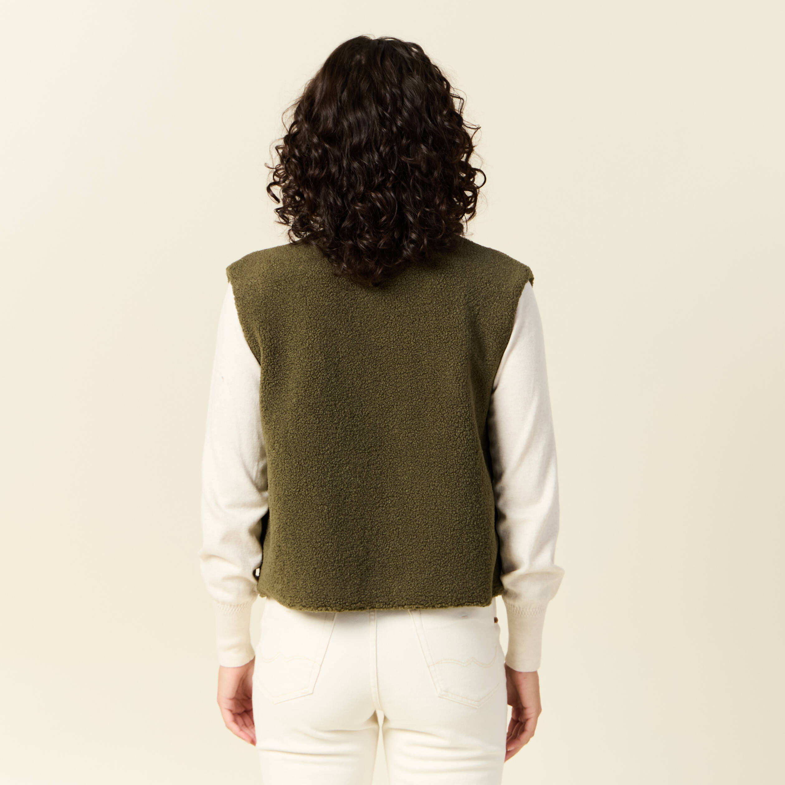 Gilet sans manches vert kaki femme