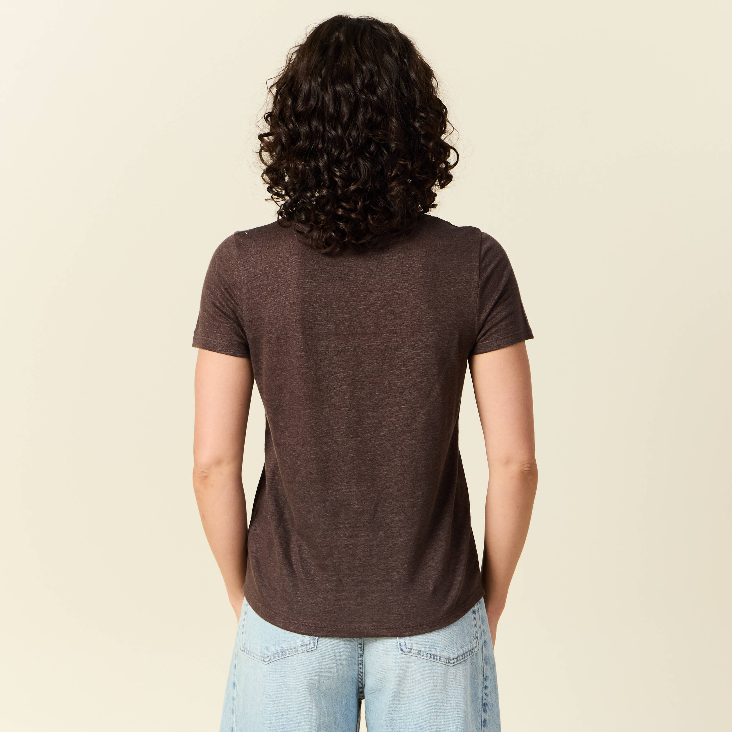 t shirt en lin marron femme T-shirt en lin marron femme