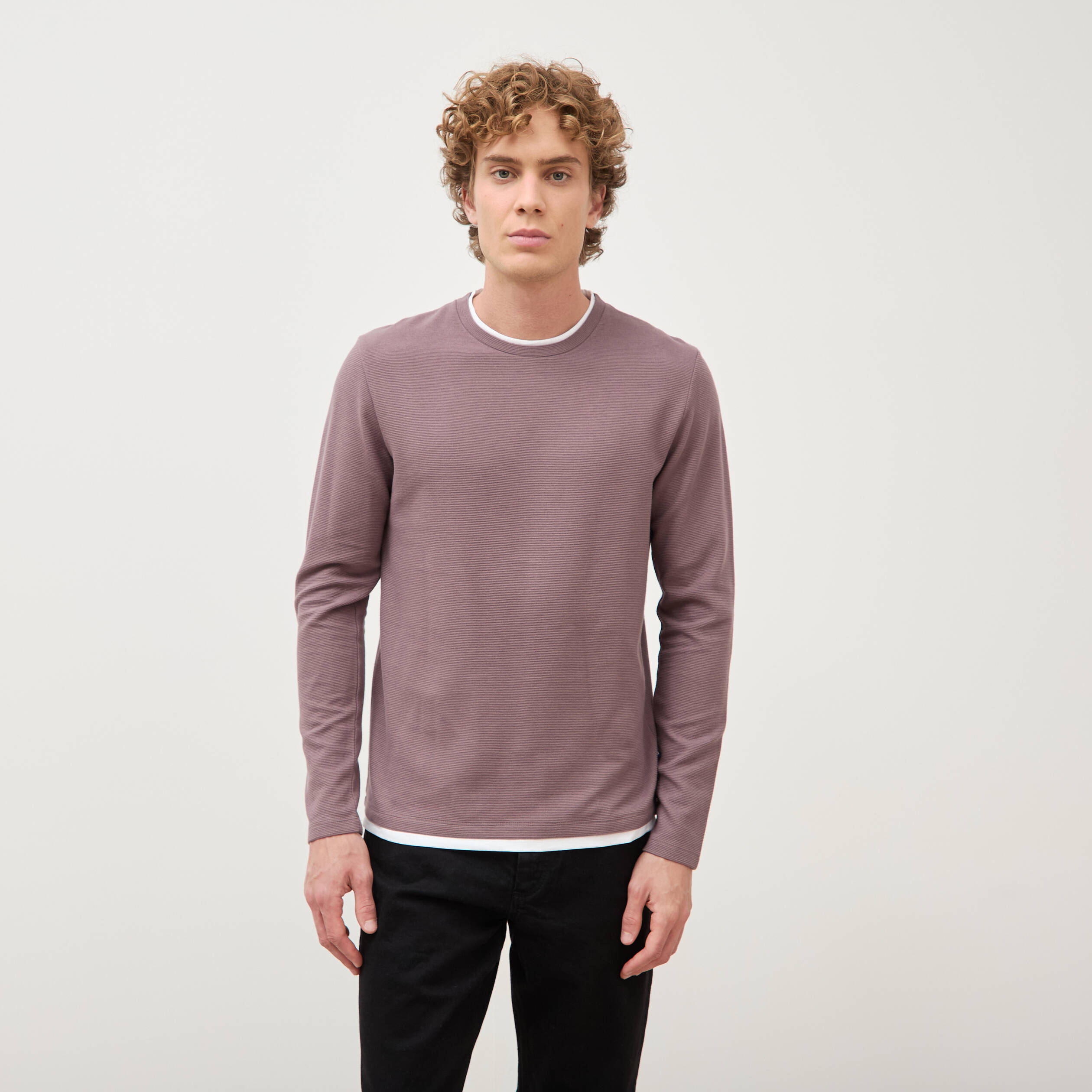 T-shirt manches longues mauve homme