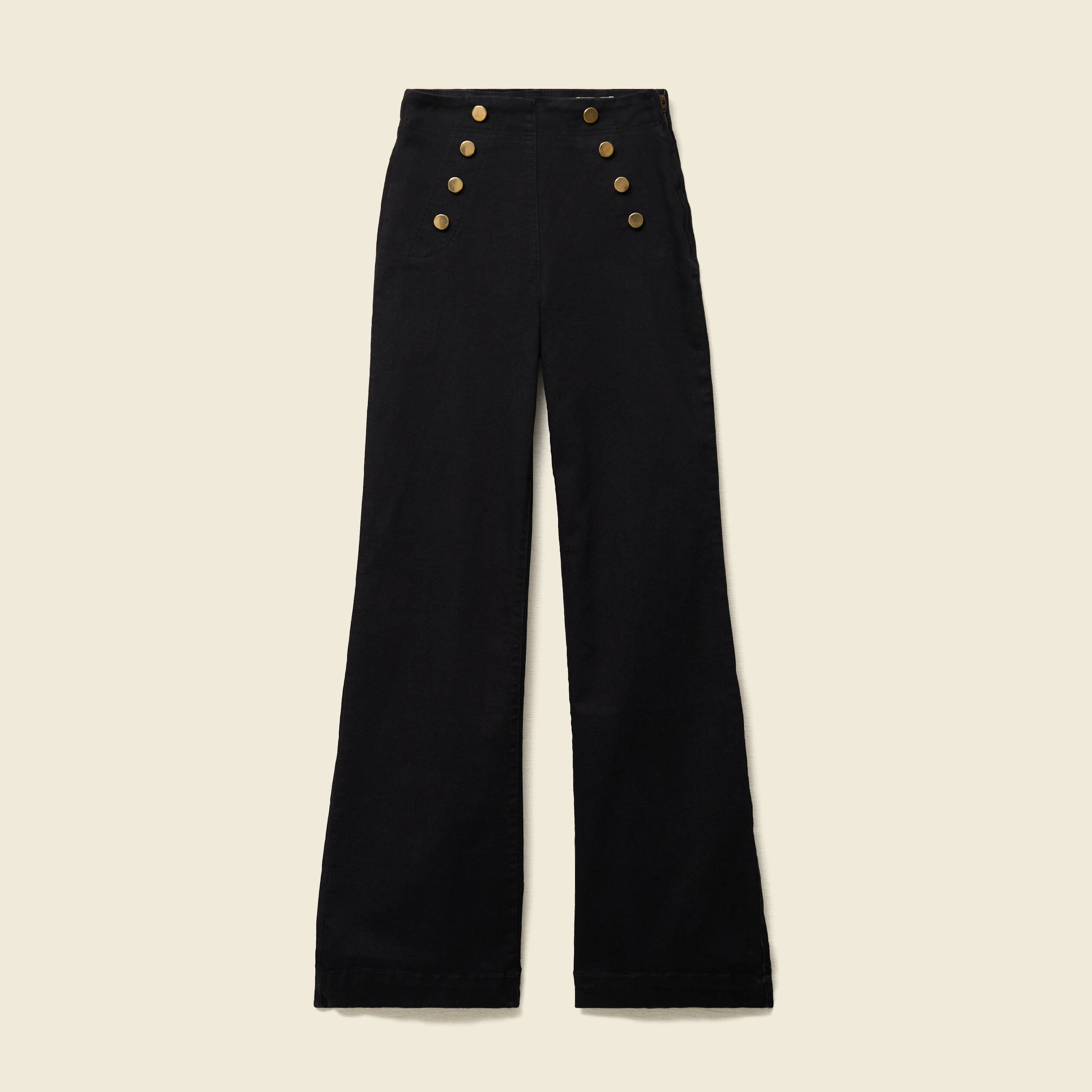 Jeans bootcut taille haute 7/8&egrave;me denim noir femme