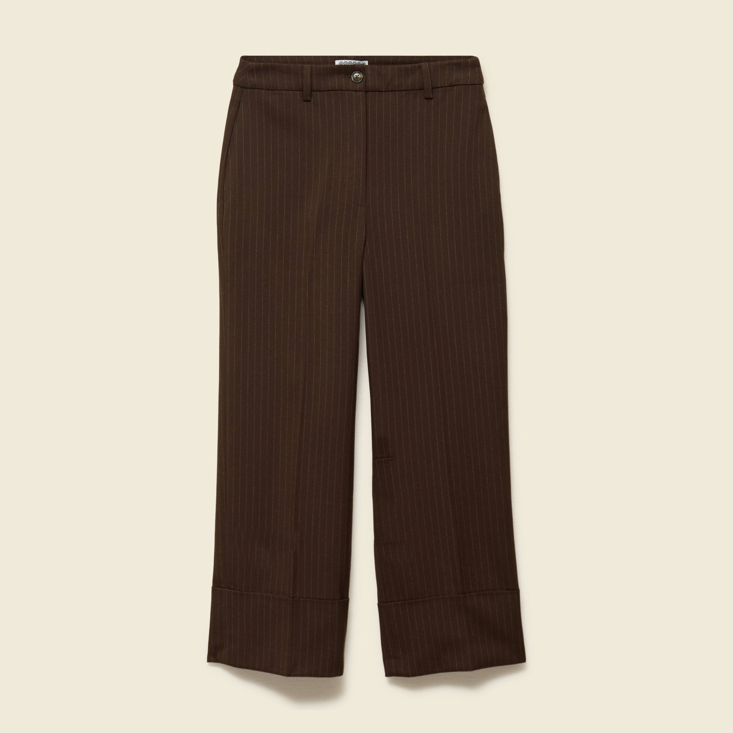 Pantalon taille haute marron fonc&eacute; femme