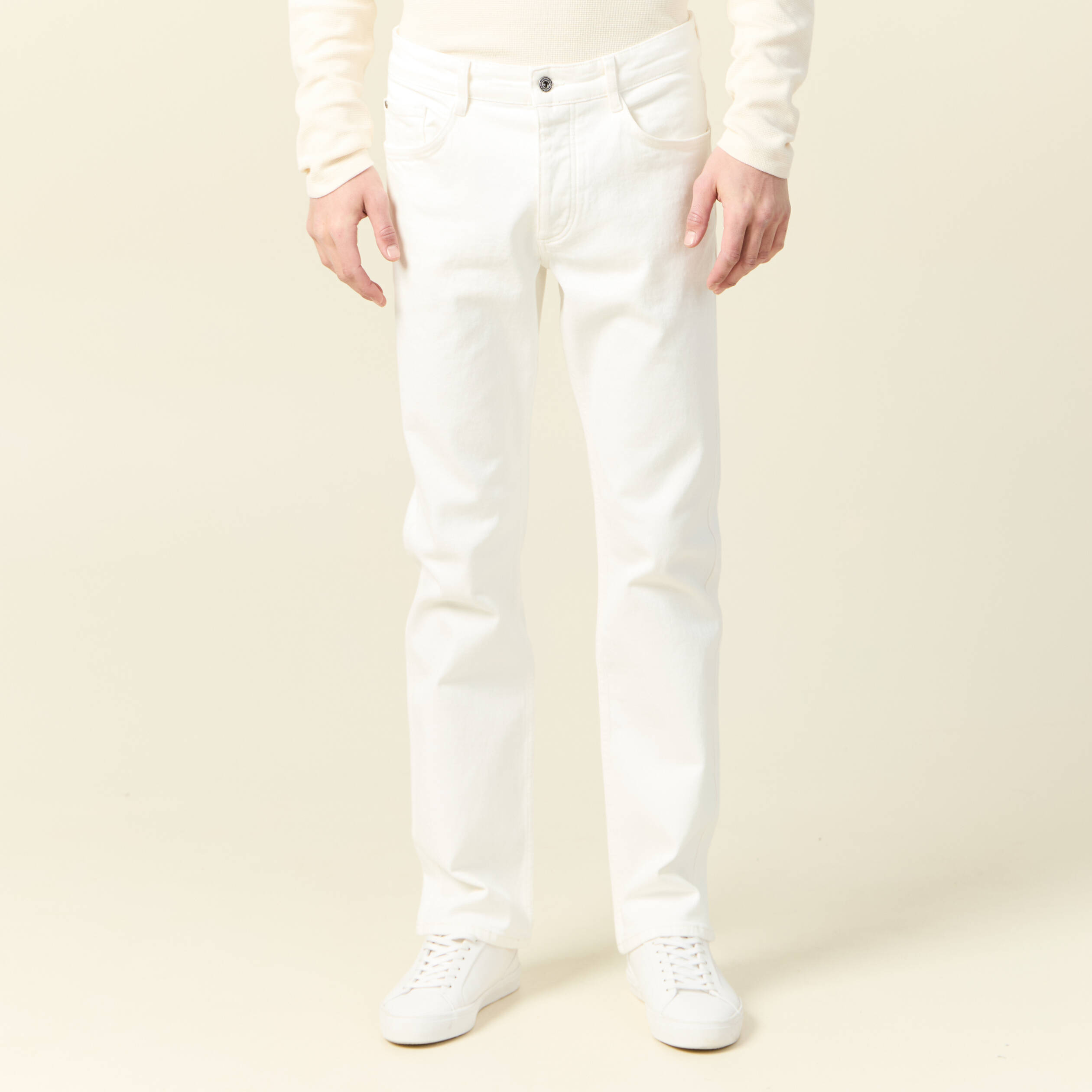 Jeans regular 5 poches denim blanc homme