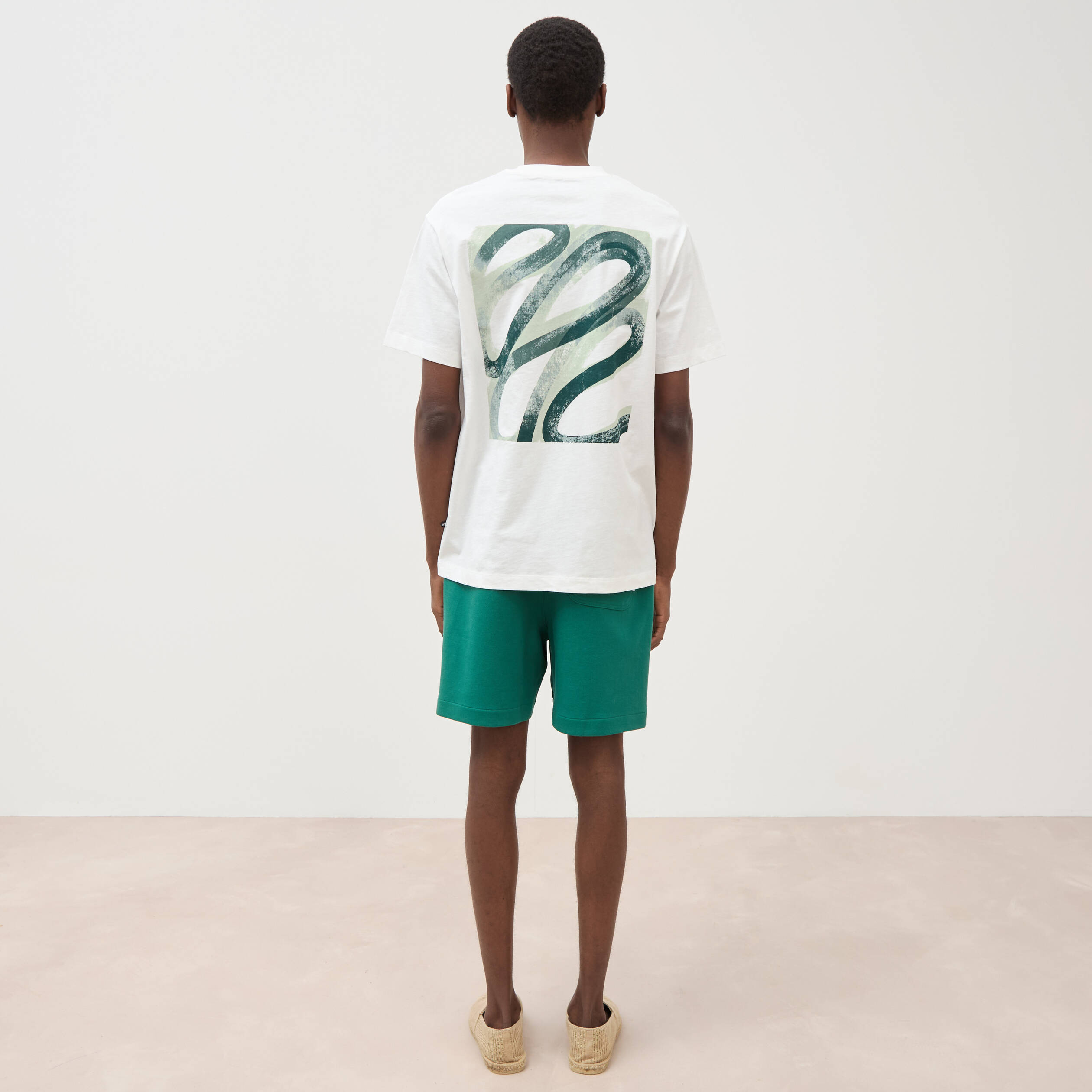 T-shirt ample en coton manches courtes ecru homme