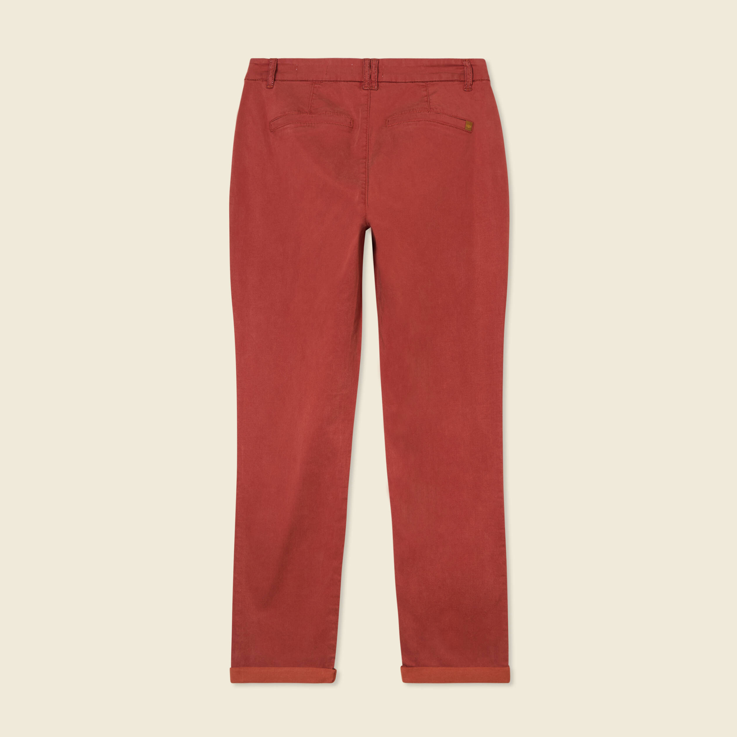 Pantalon chino cigarette rouge fonc&eacute; femme