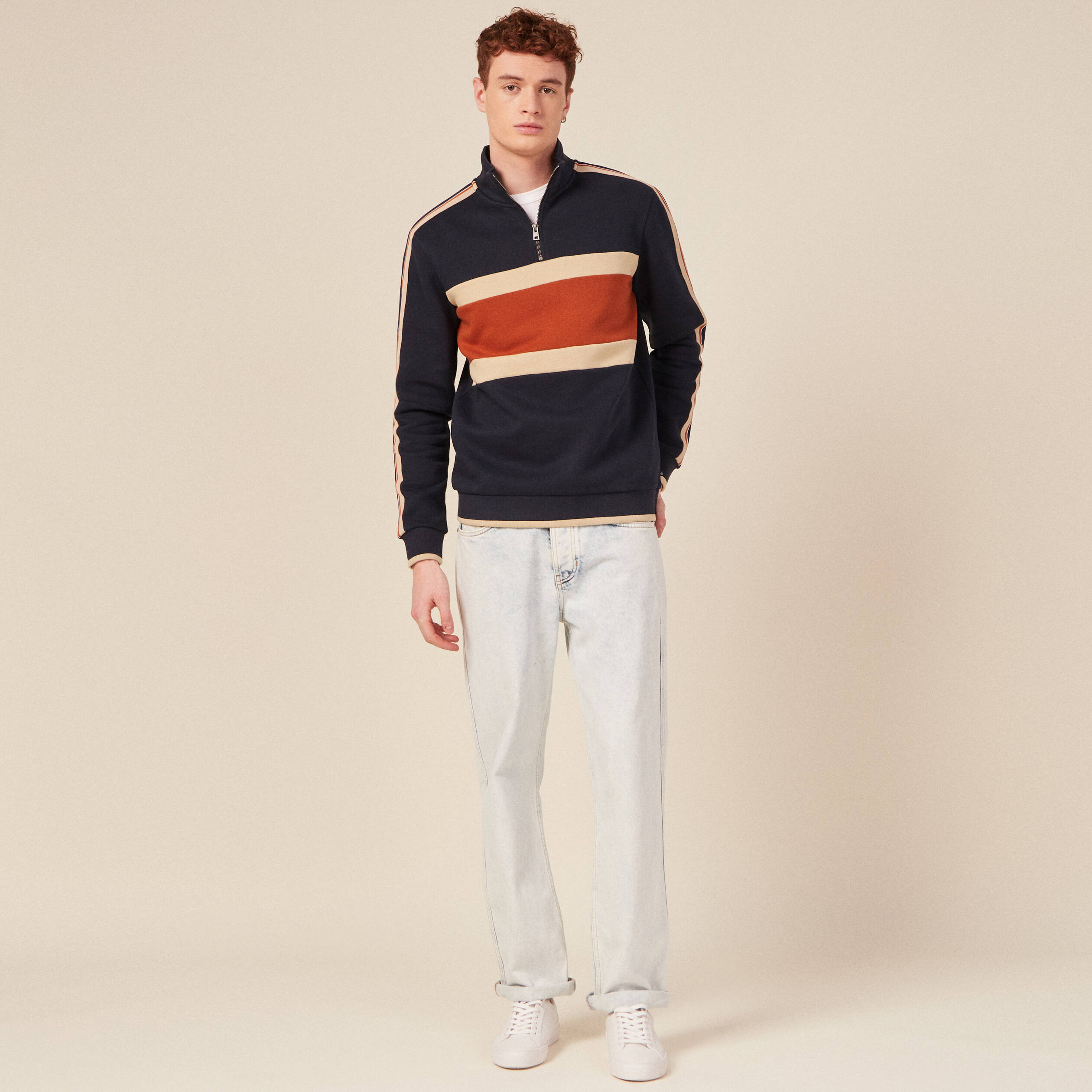 sweat manches longues orange fonce homme Sweat manches longues orange foncé homme