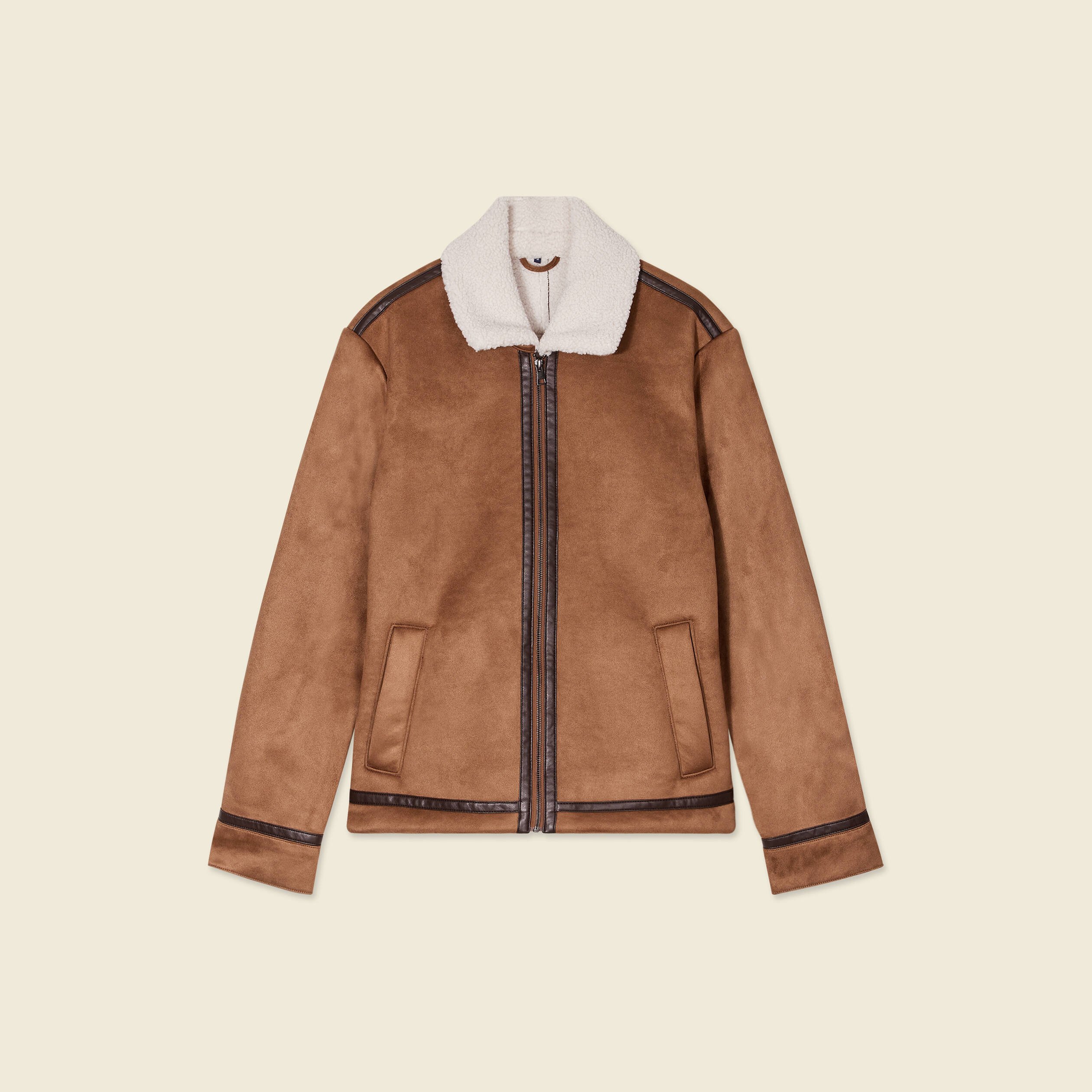 Blouson suédine col aviateur marron homme