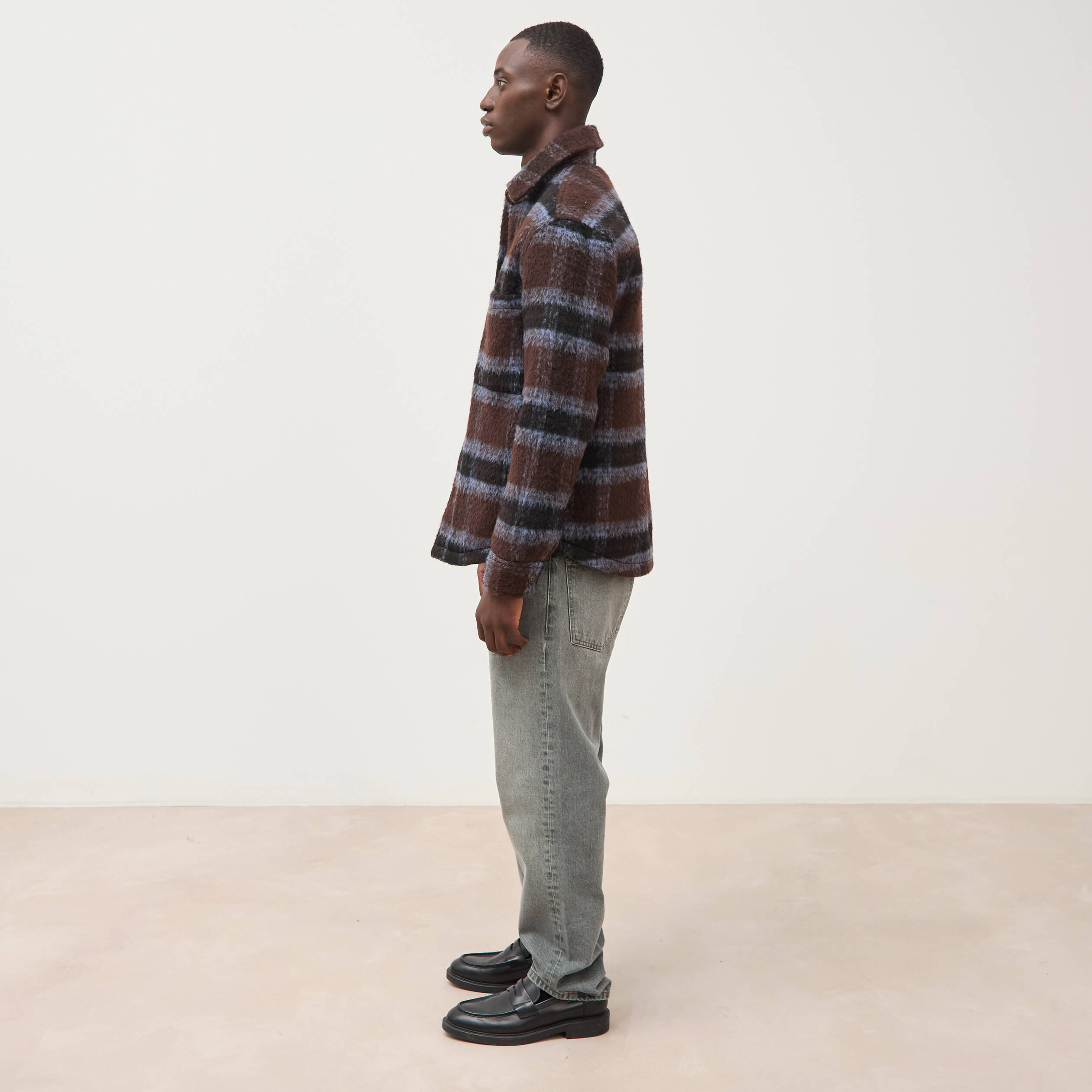 Surchemise oversize manches longues marron homme