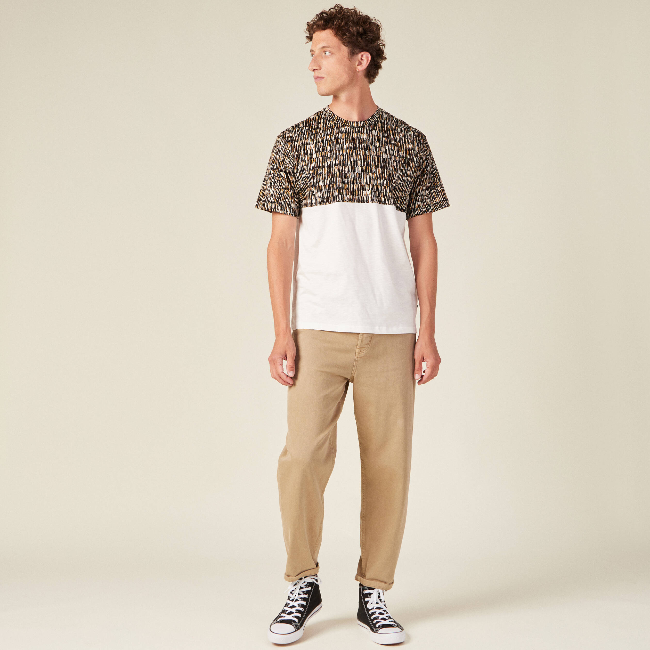T-shirt manches courtes ecru homme