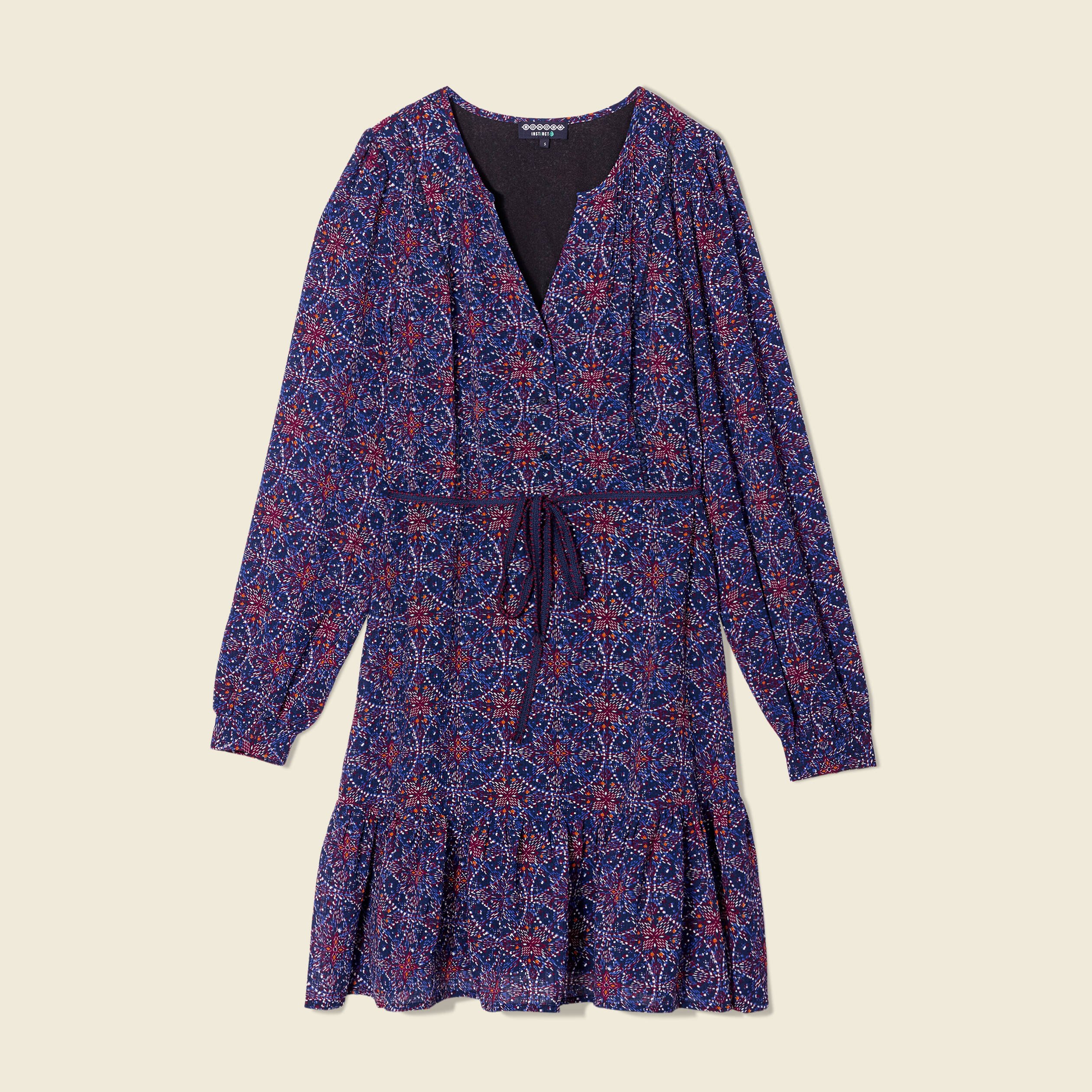 robe patineuse eco responsable bleu marine femme Robe patineuse éco-responsable bleu marine femme
