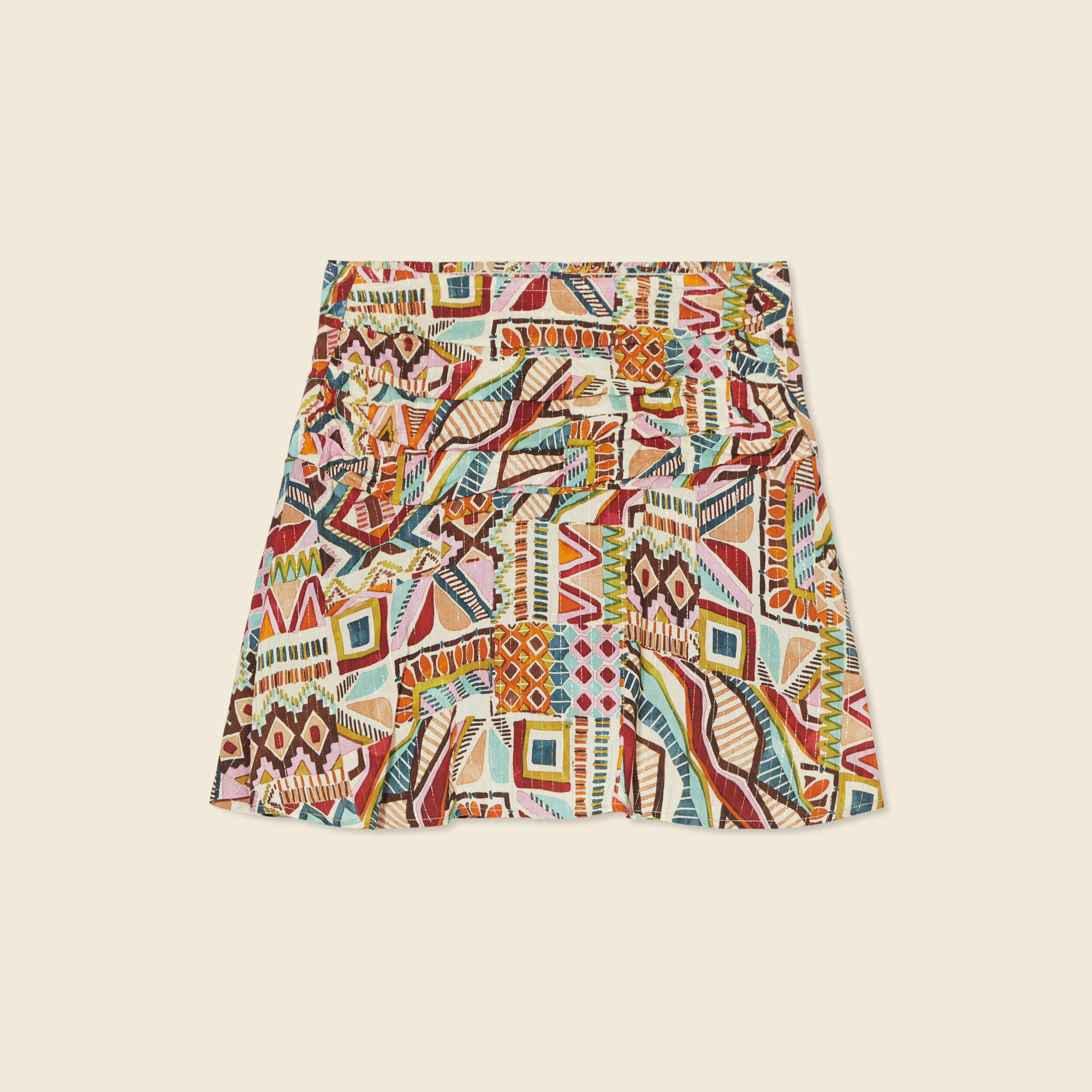 jupe evasee taille smockee multicolore femme Jupe évasée taille smockée multicolore femme