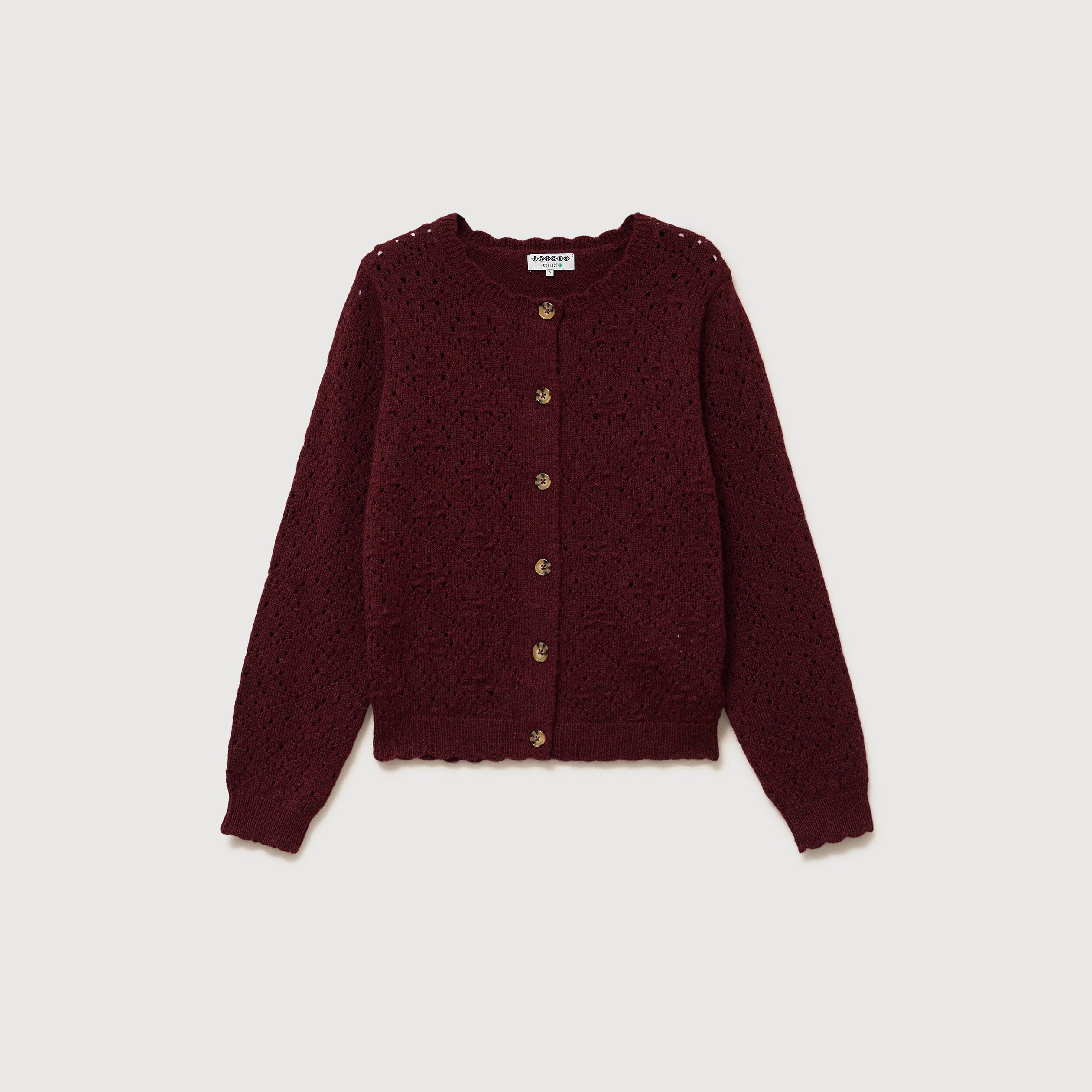 Gilet manches longues col rond bordeaux femme