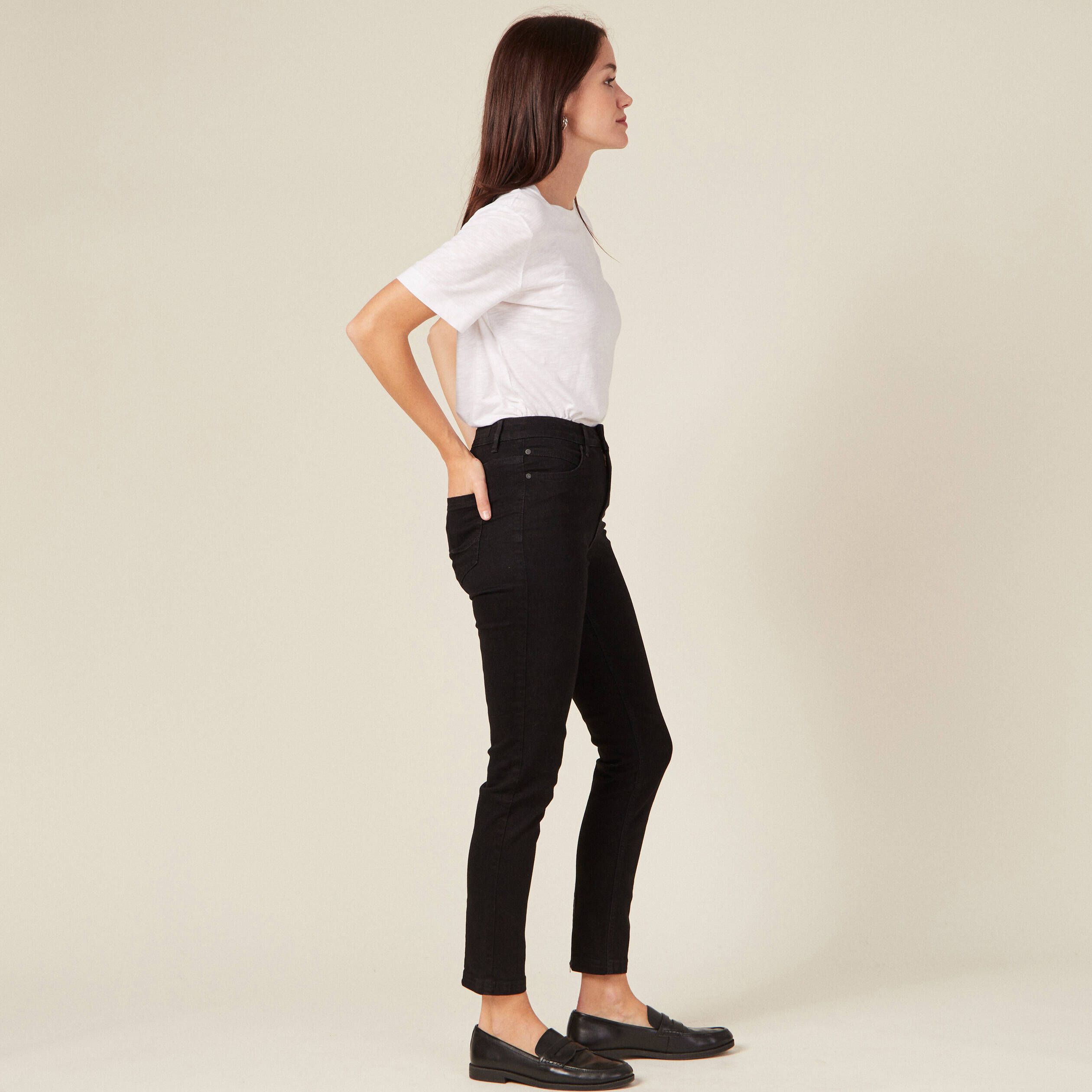 Jeans slim éco-responsable denim noir femme
