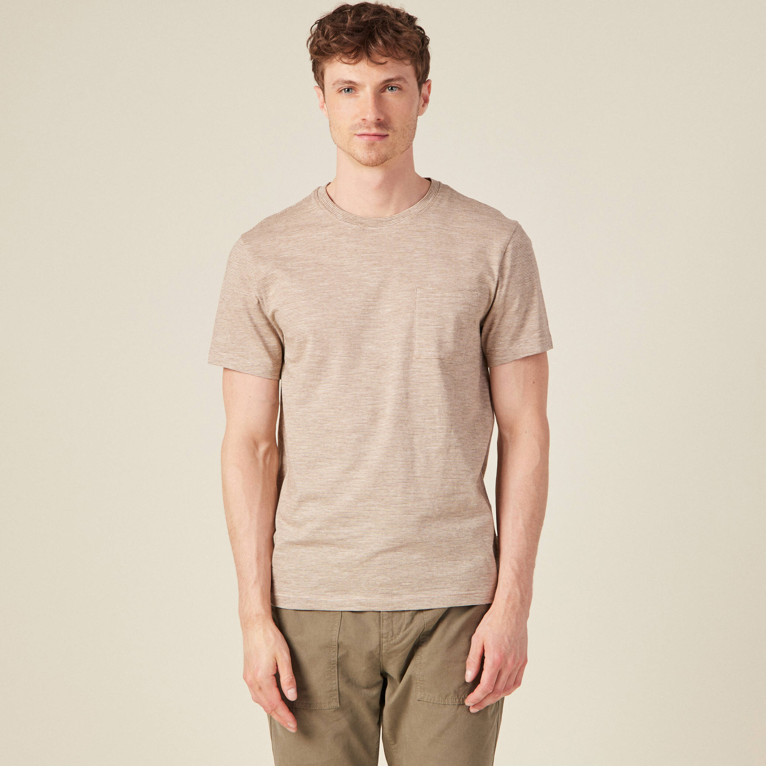 T-shirt manches courtes marron foncé homme