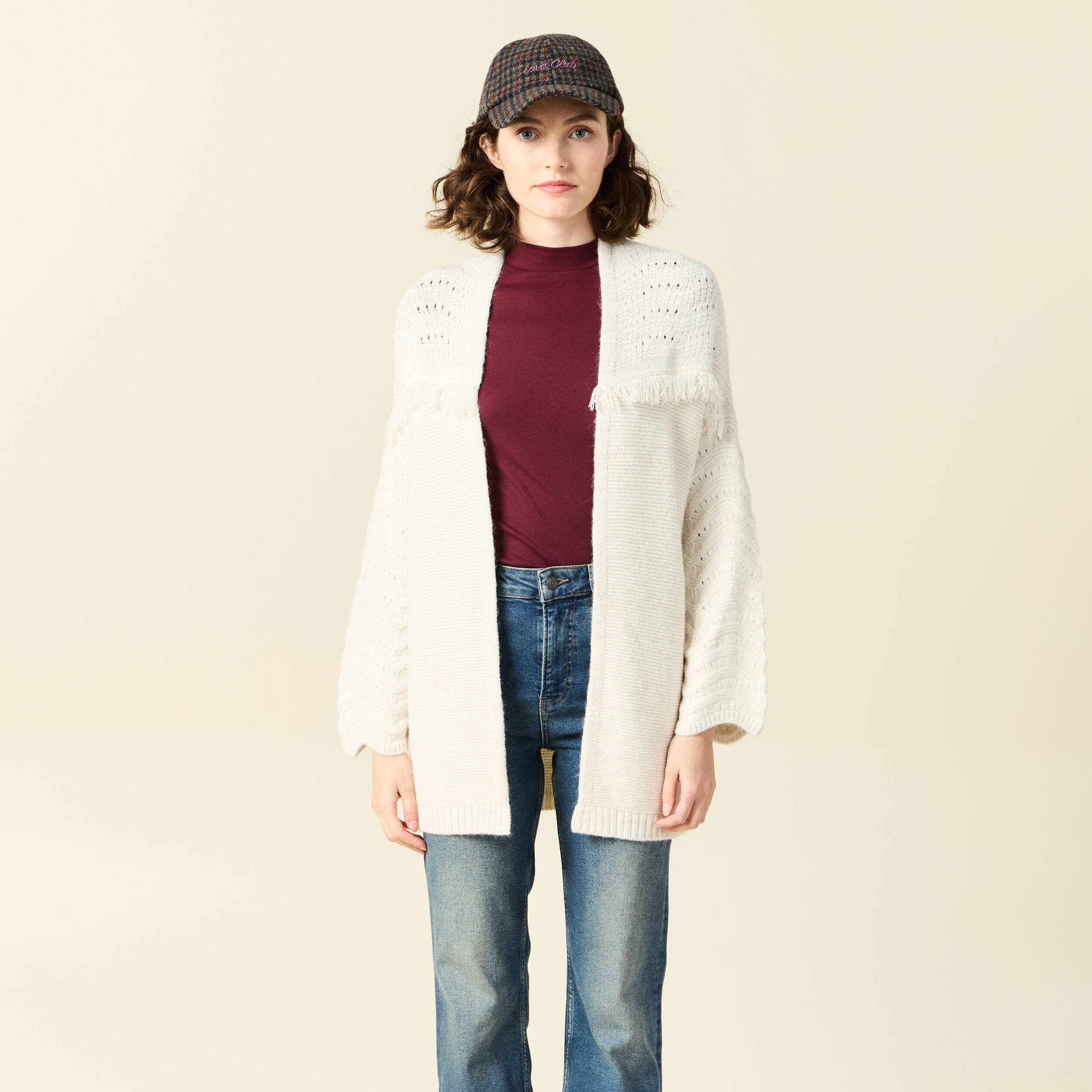 gilet manches longues ecru femme Gilet manches longues ecru femme