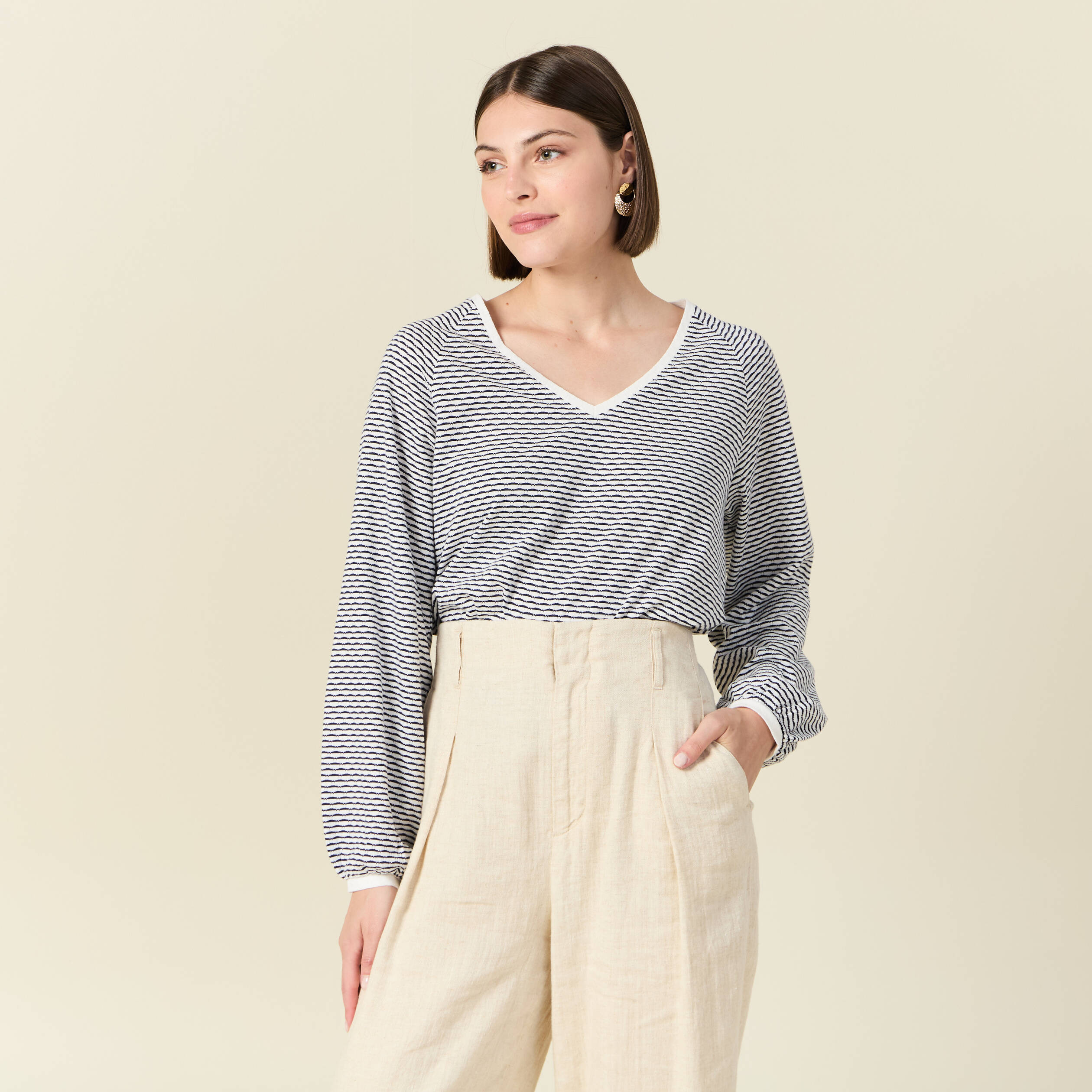 t shirt manches longues ecru femme T-shirt manches longues ecru femme