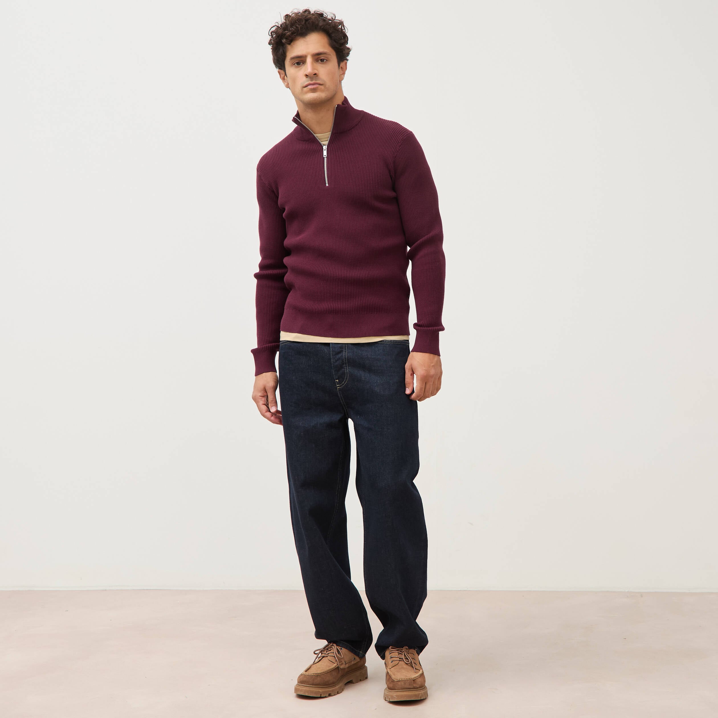 Pull col camionneur prune homme