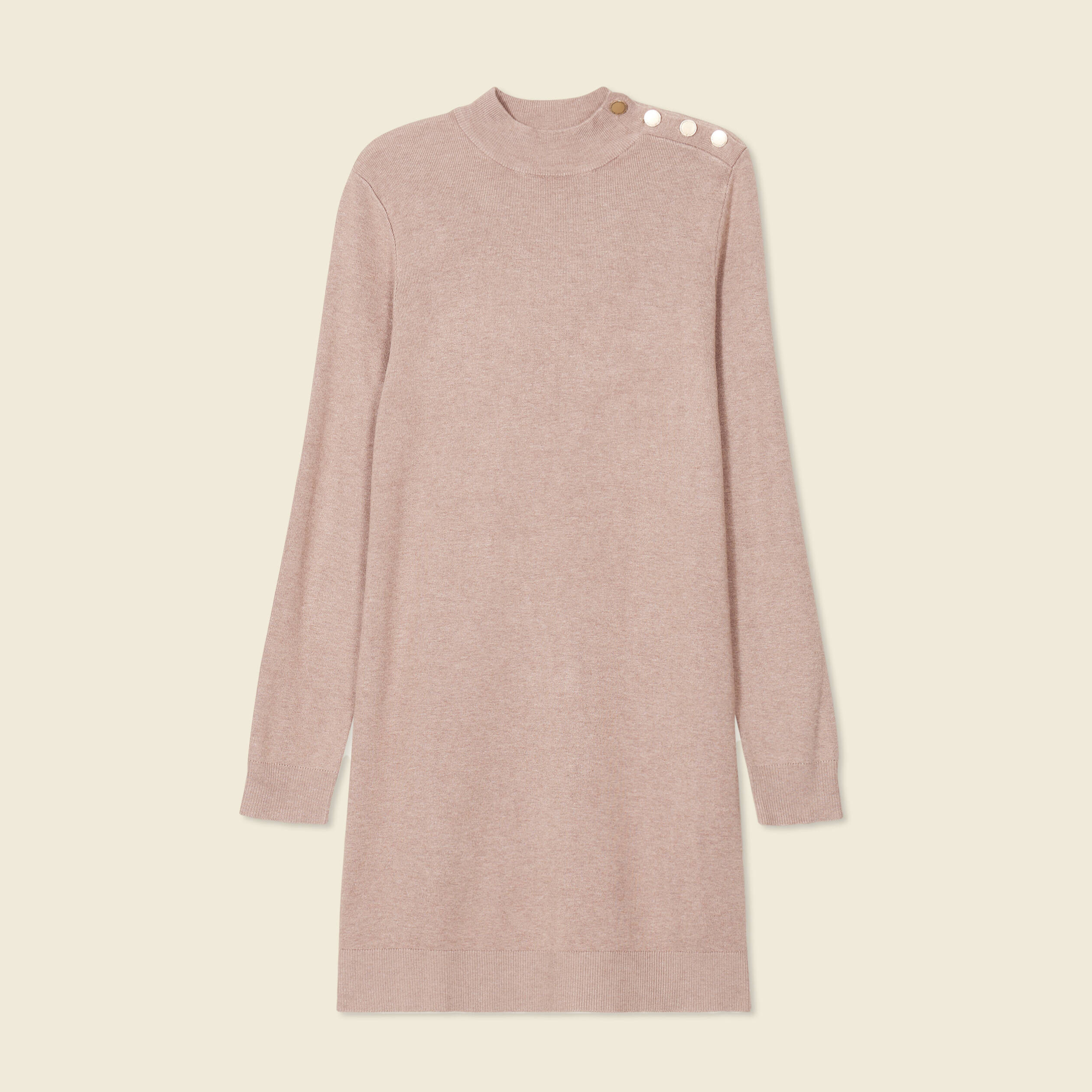 robe pull droite col montant taupe femme Robe pull droite col montant taupe femme