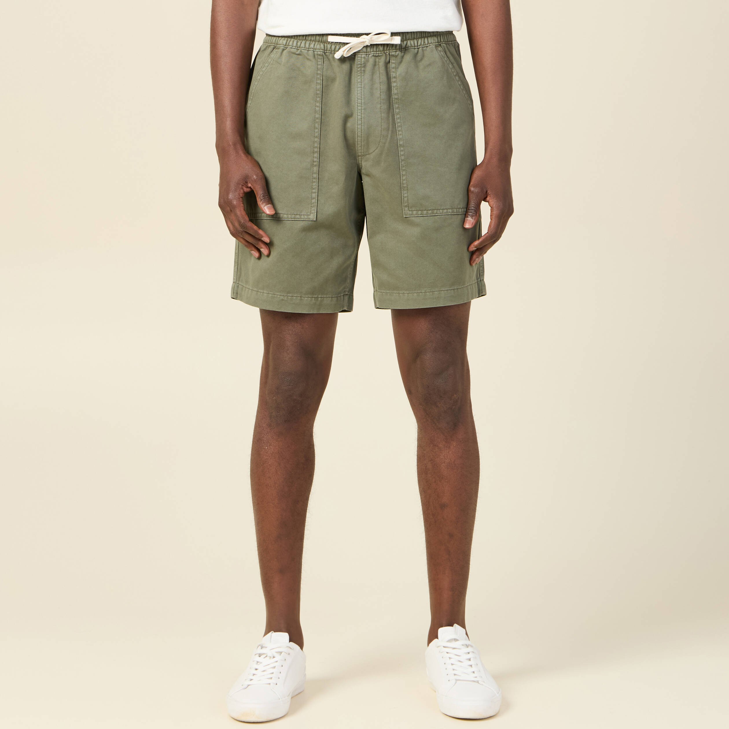 bermuda droit a coulisse vert kaki homme Bermuda droit à coulisse vert kaki homme