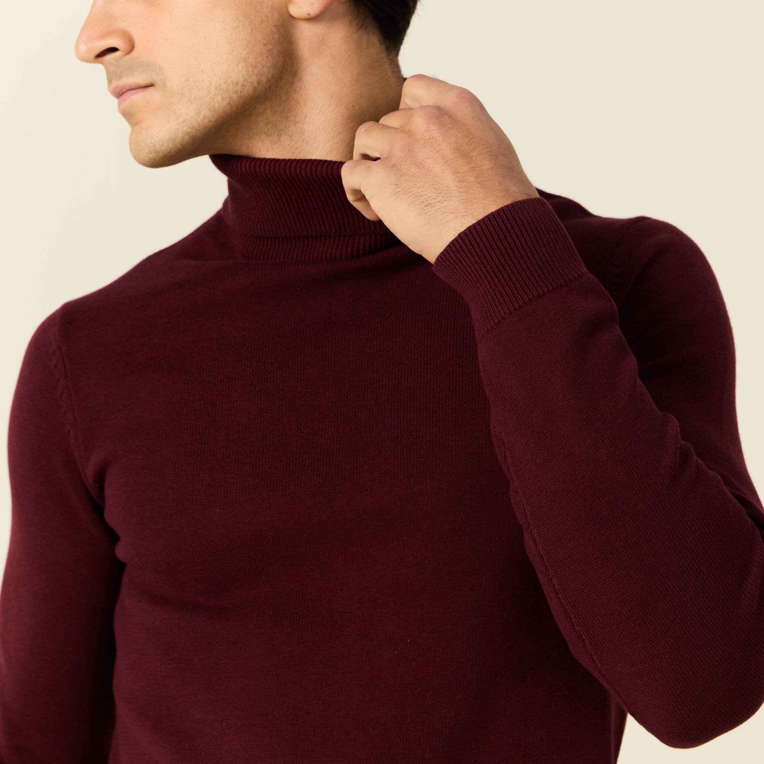 Pull manches longues rouge fonce homme Vibs