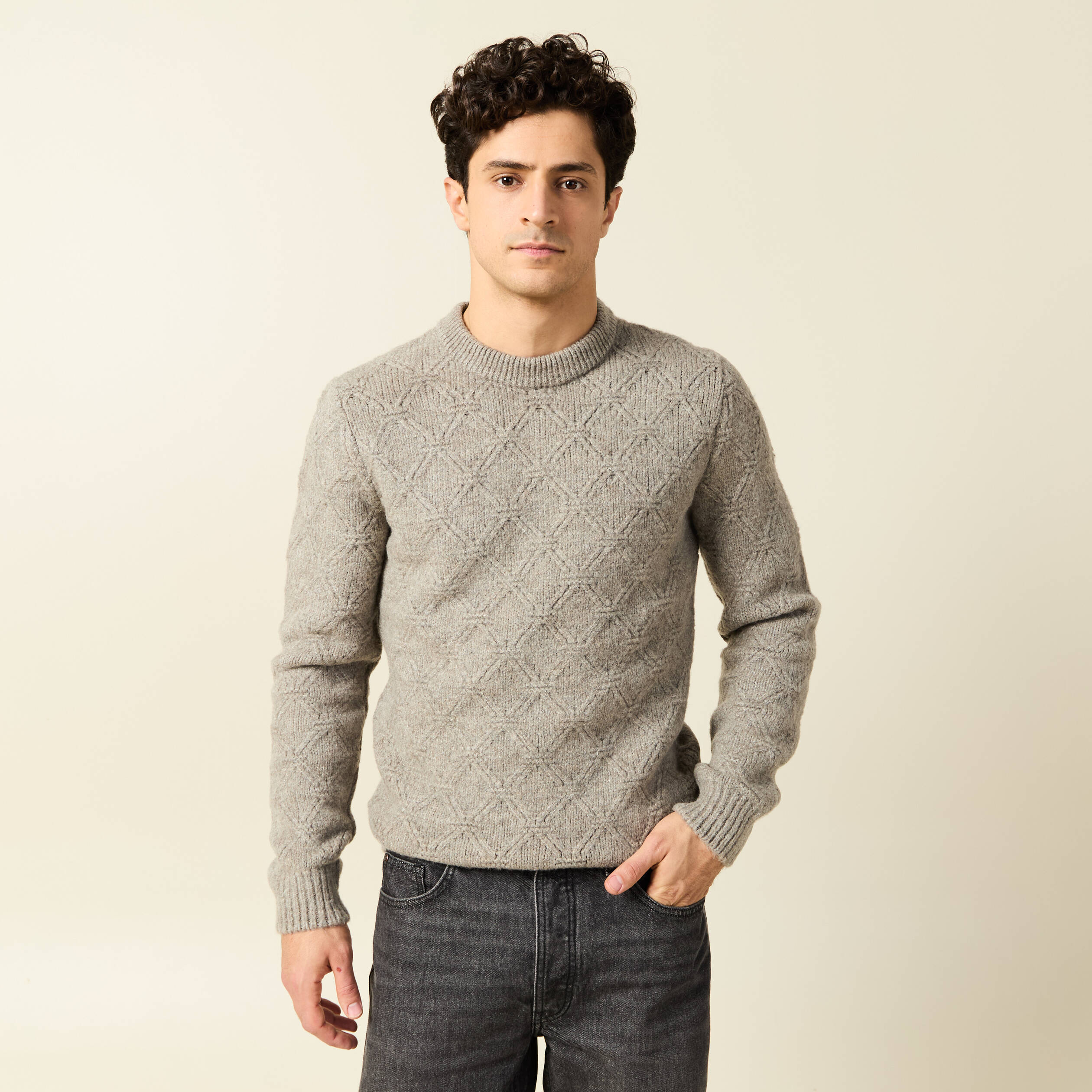 Pull manches longues gris clair femme | Cache Cache