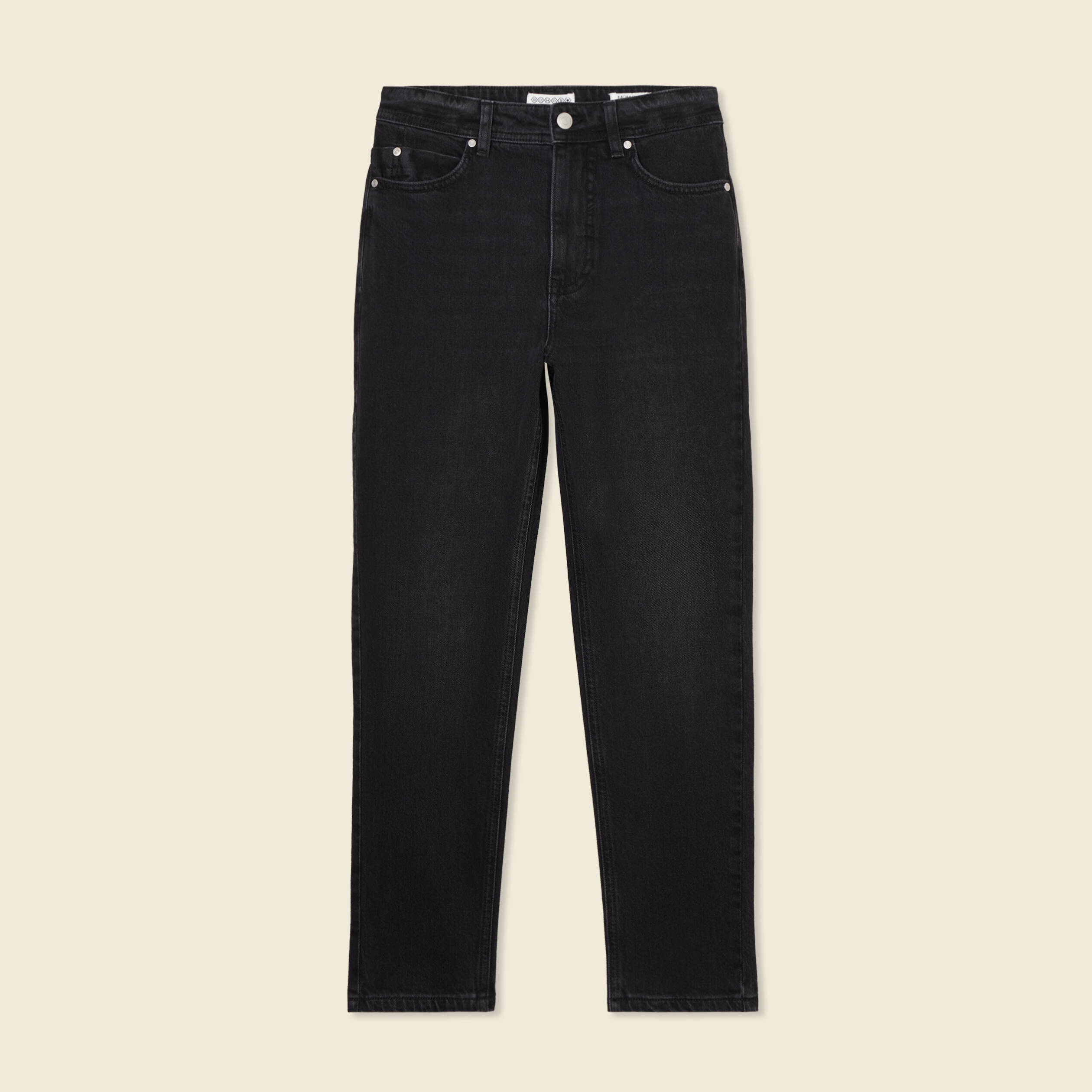 Jeans mom slim denim noir femme