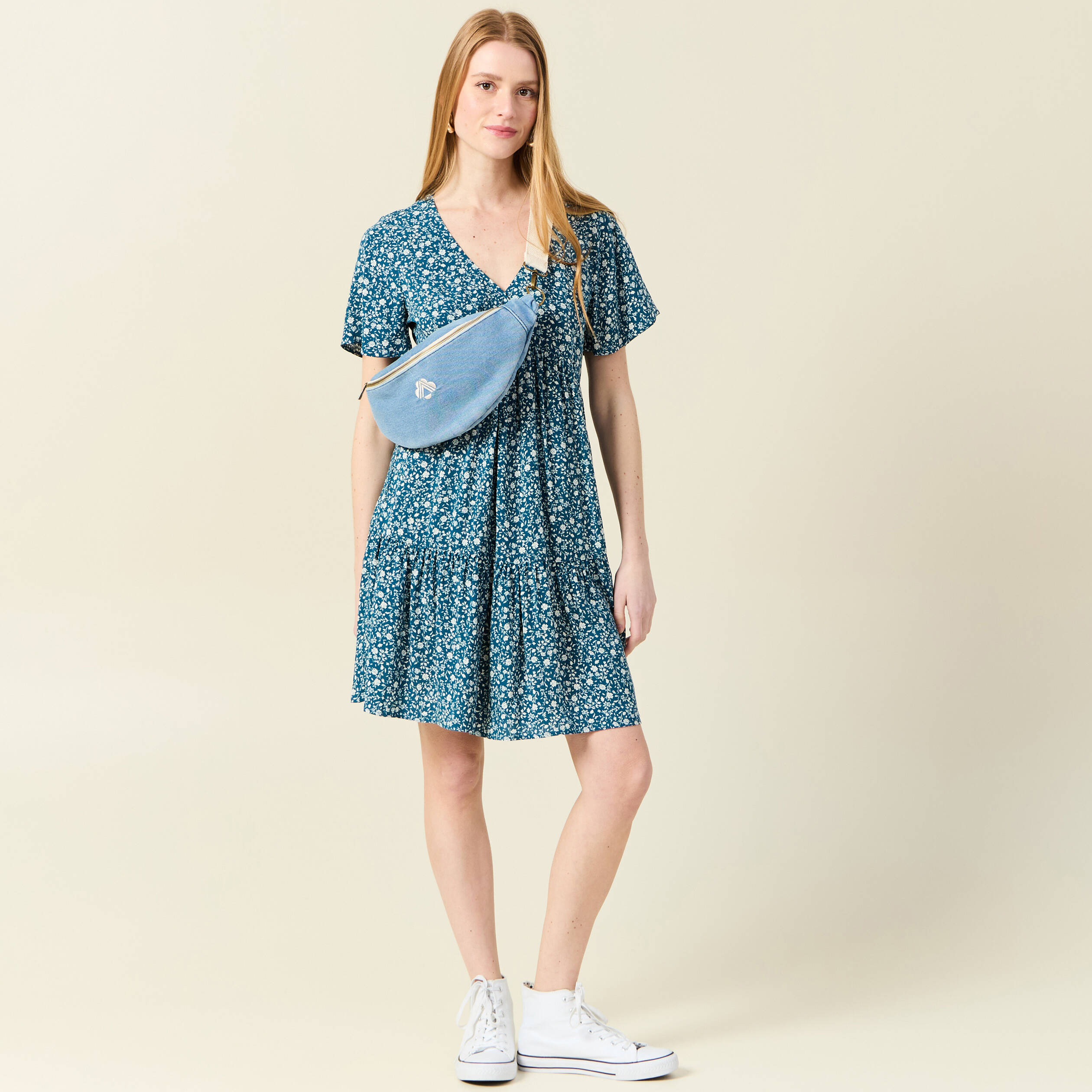 robe evasee manches courtes bleu femme Robe évasée manches courtes bleu femme