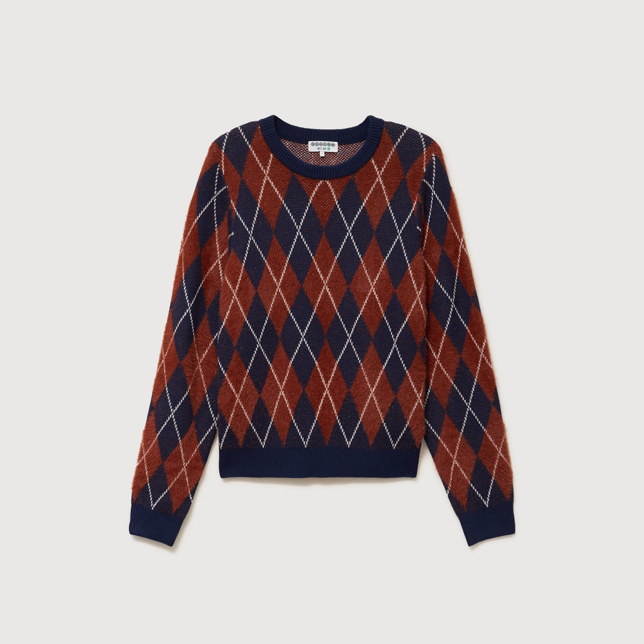 Pull droit manches longues col rond orange citrouille femme