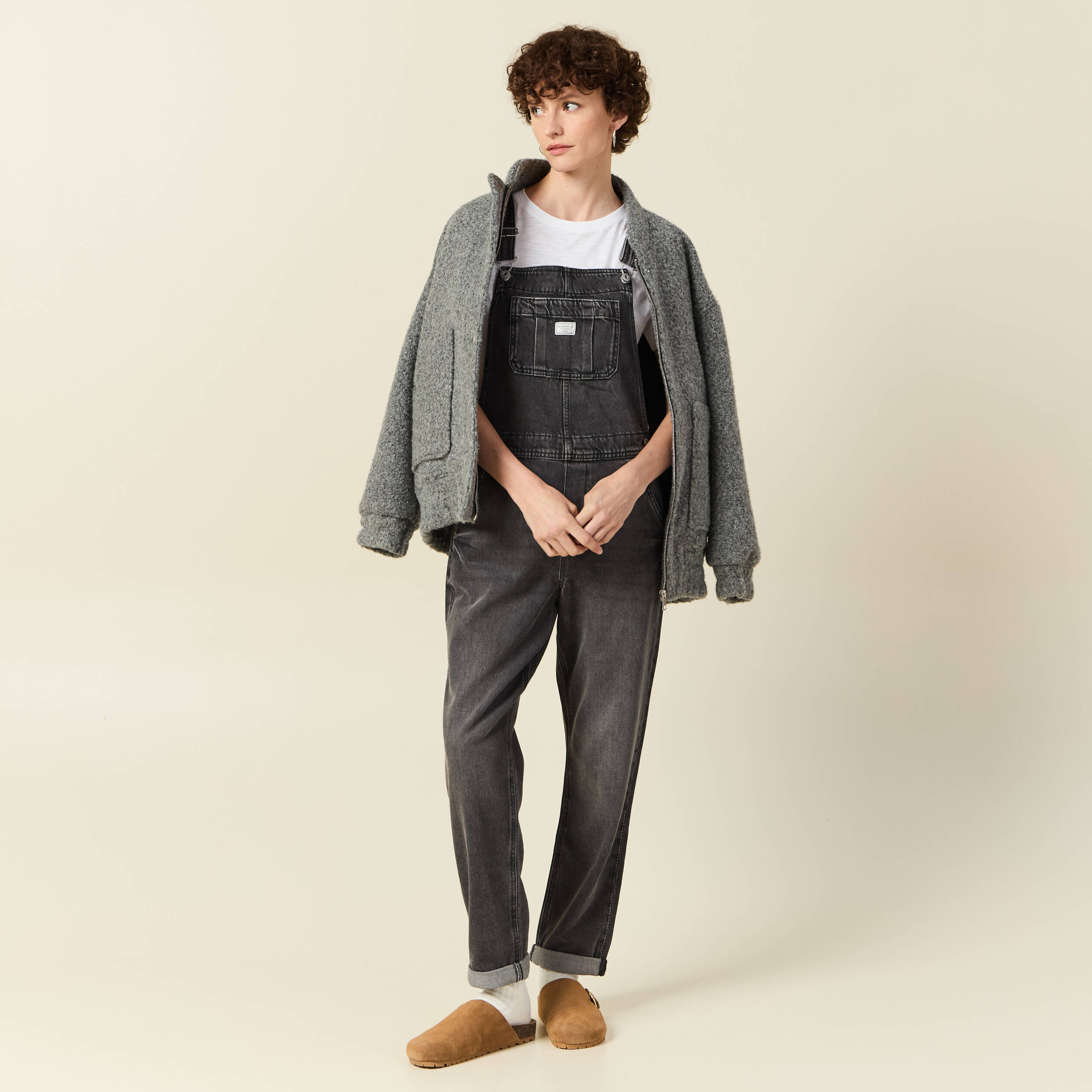 salopette en jean denim gris femme Salopette en jean denim gris femme
