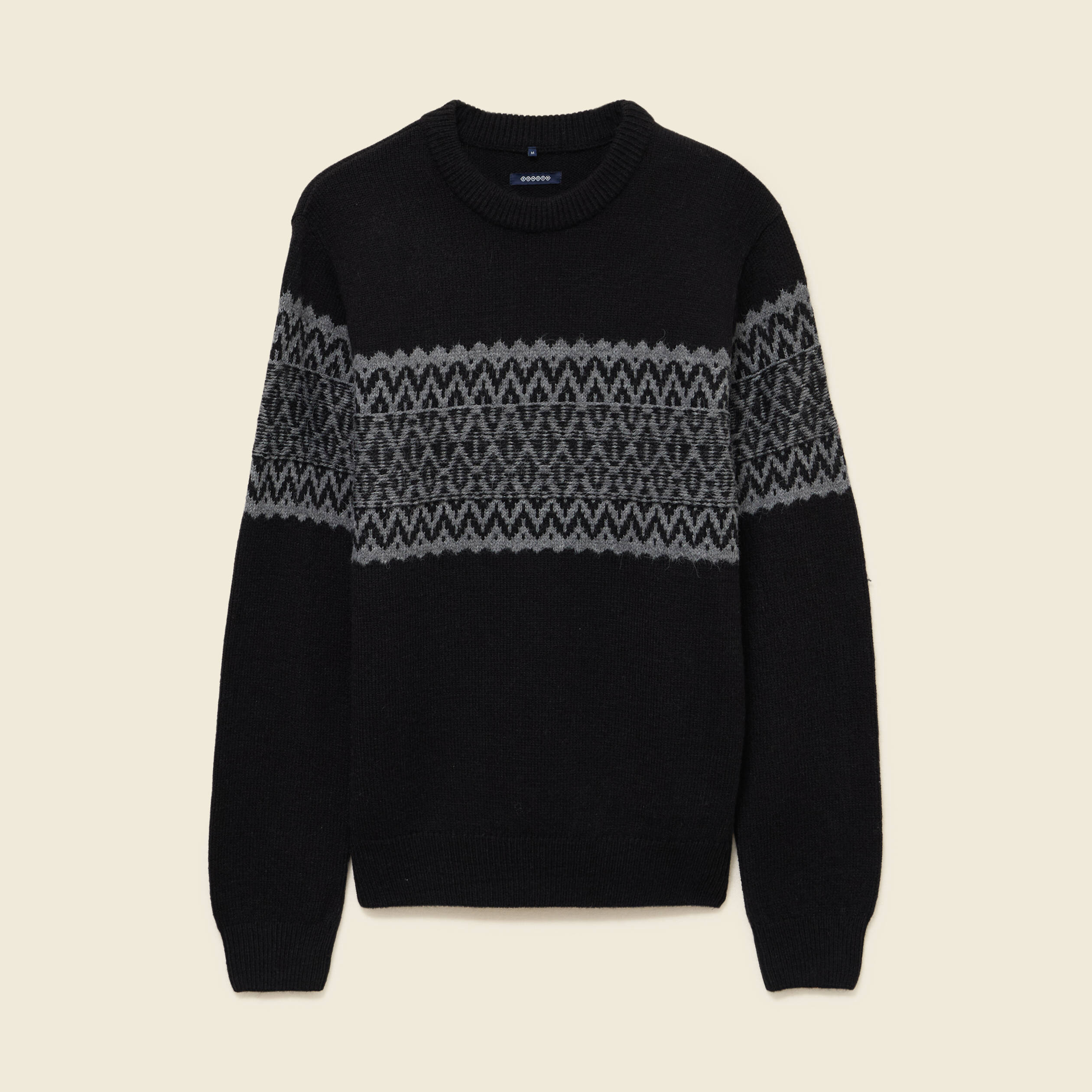 Pull col rond manches longues noir homme