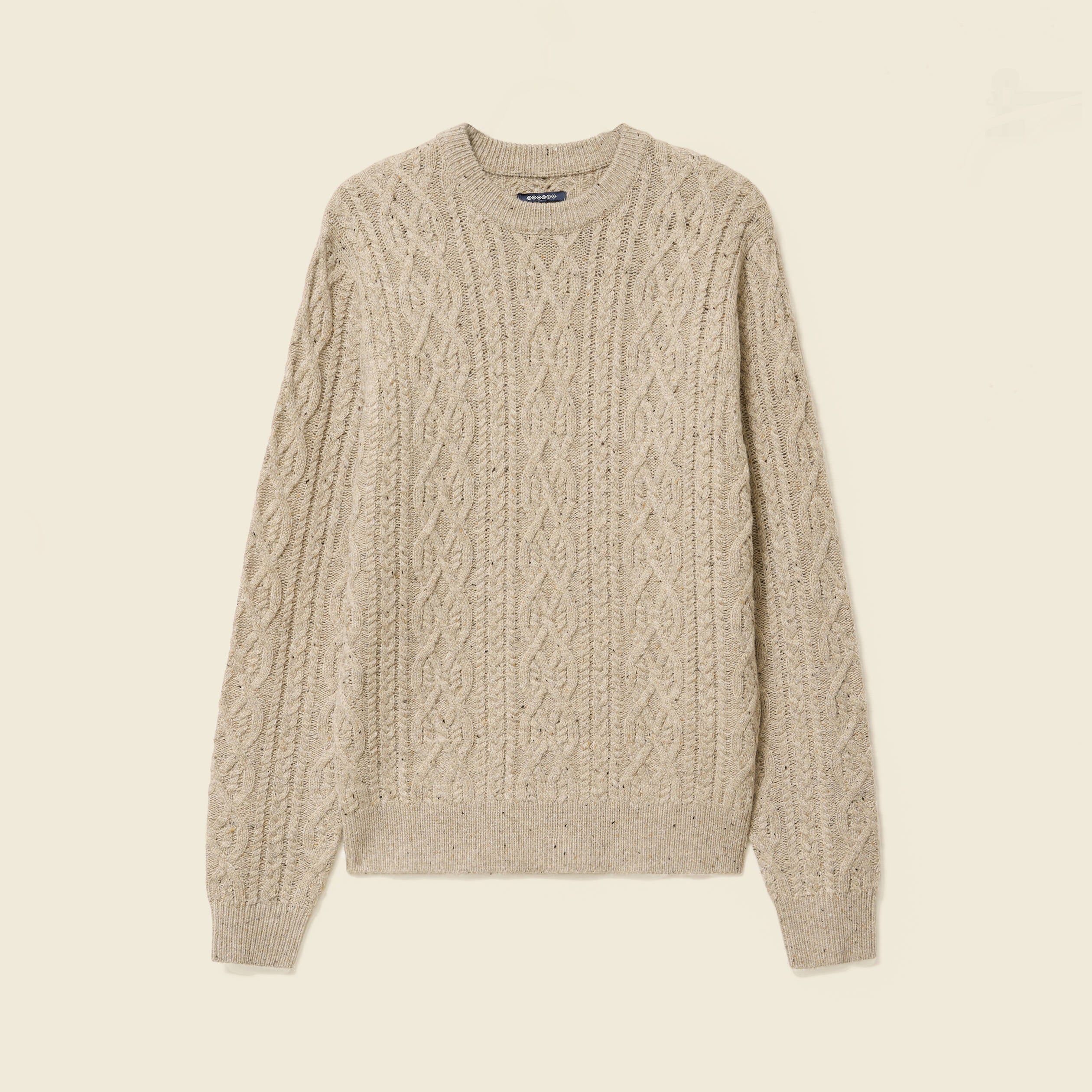 Pull col rond beige homme