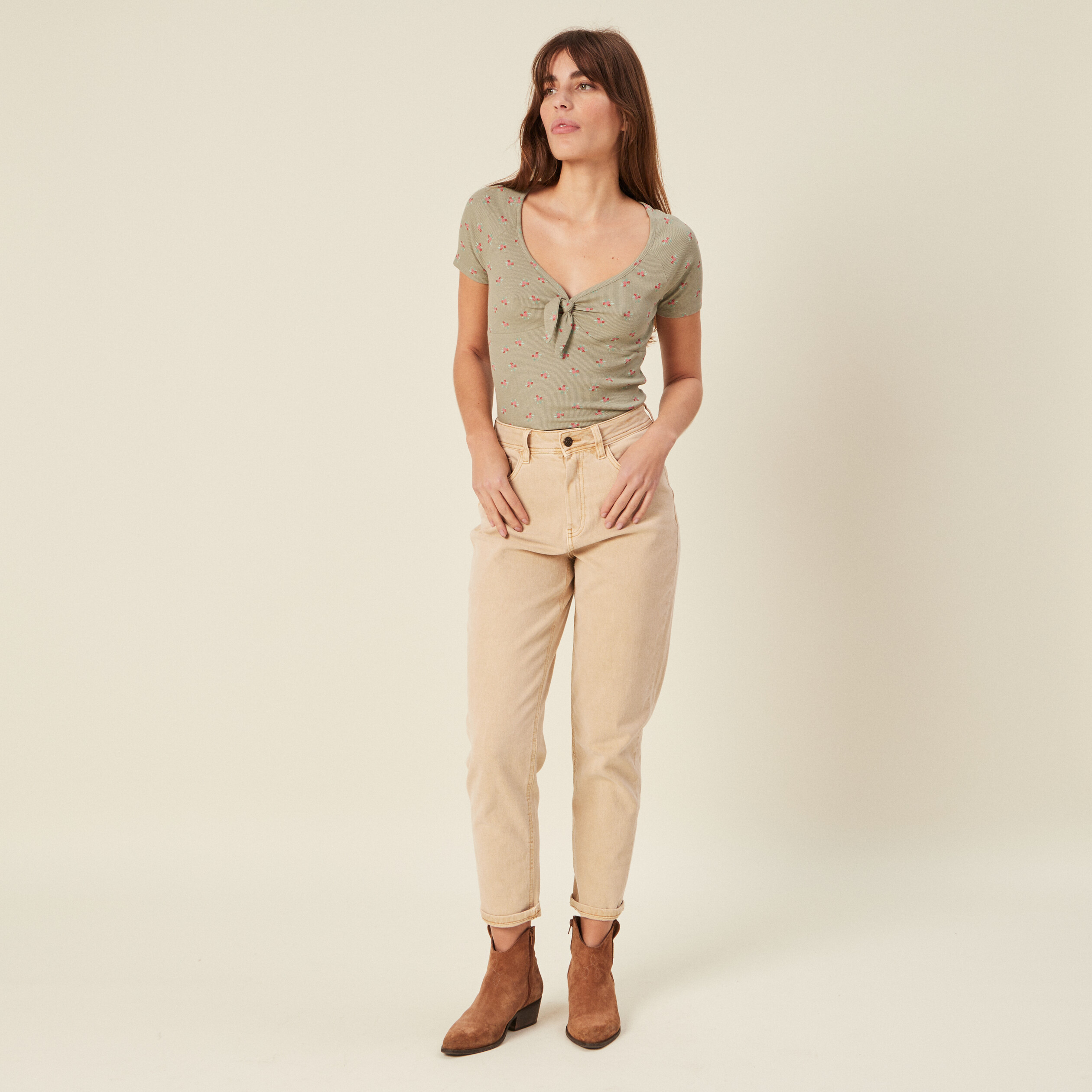 T-shirt à manches courtes vert pastel femme