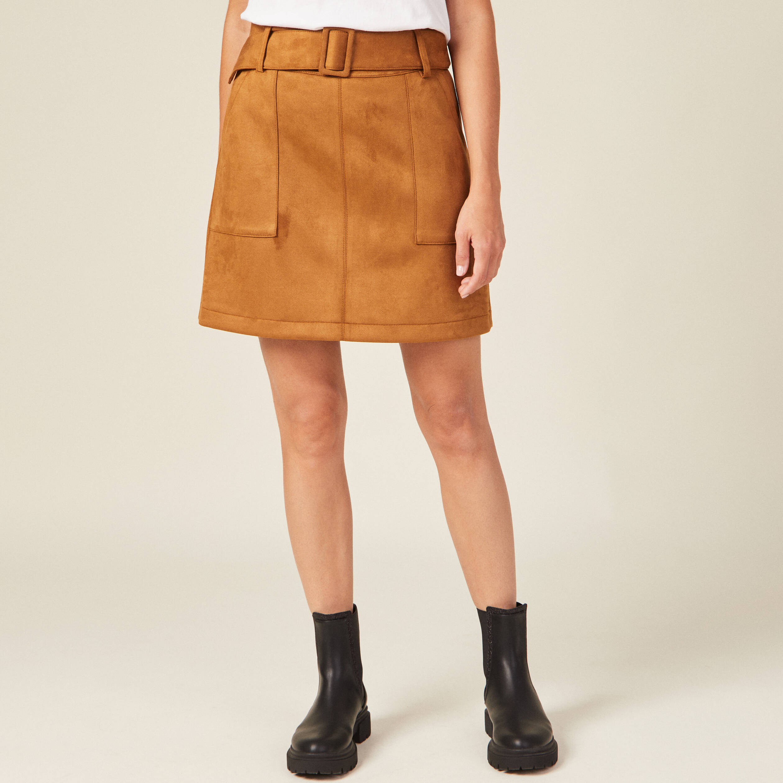 jupe moulante suedine marron femme Jupe moulante suédine marron femme