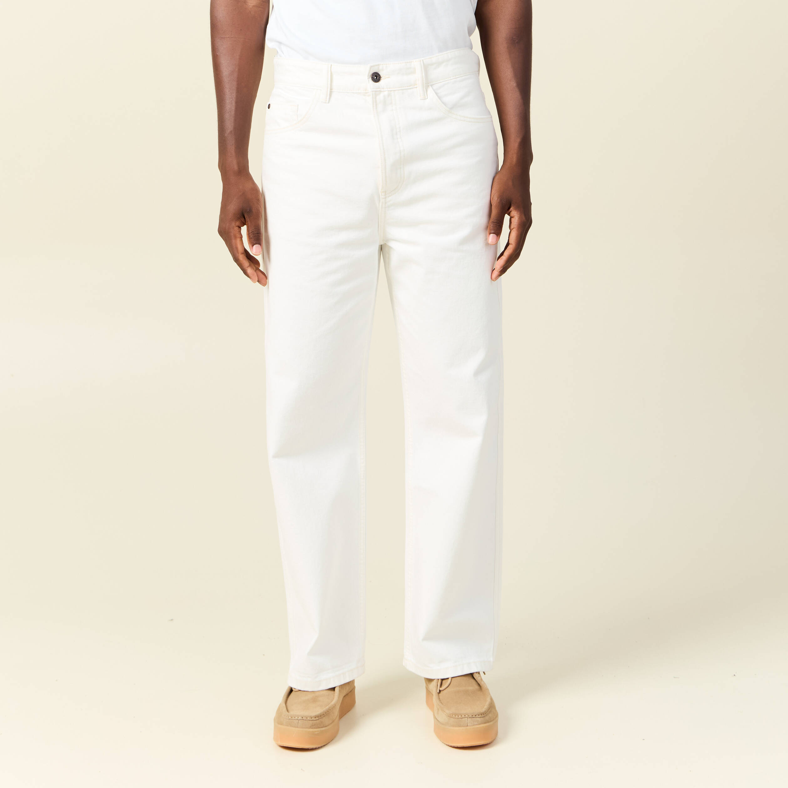 jeans loose 5 poches denim blanc homme Jeans loose 5 poches denim blanc homme
