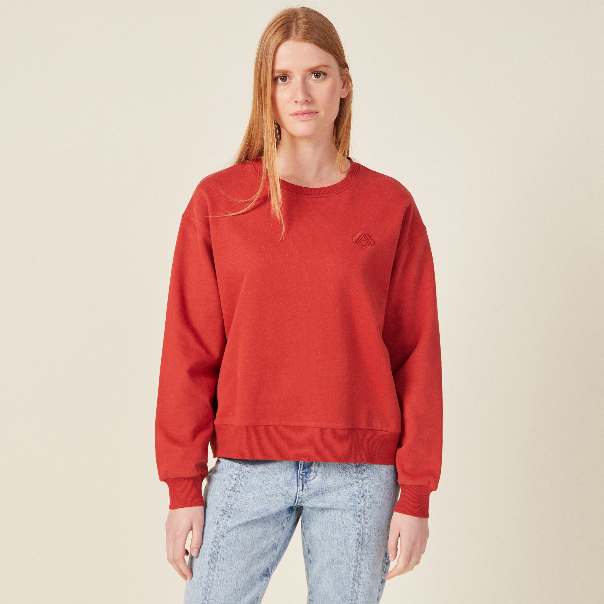 Sweat manches longues orange foncé femme