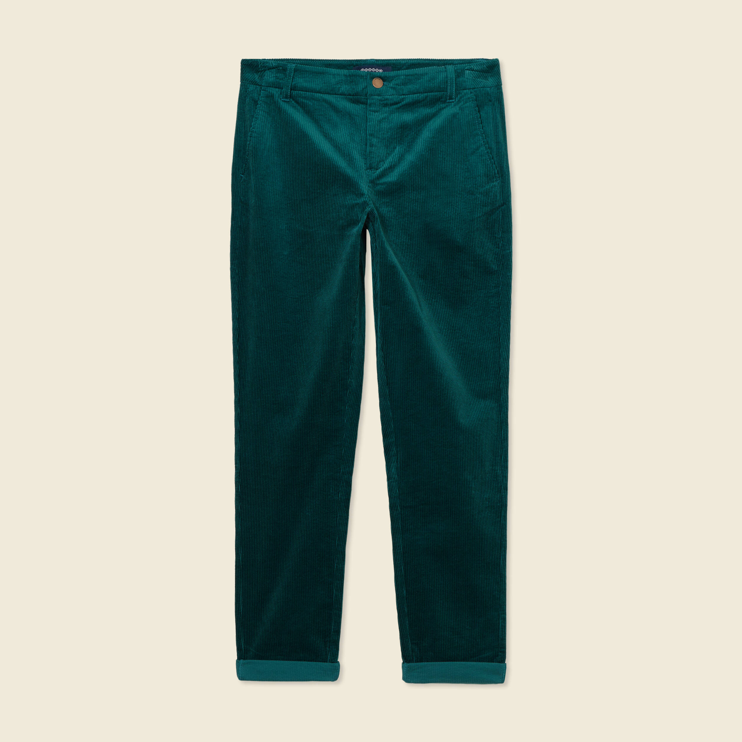 pantalon chino velours cotele vert canard femme Pantalon chino velours côtelé vert canard femme