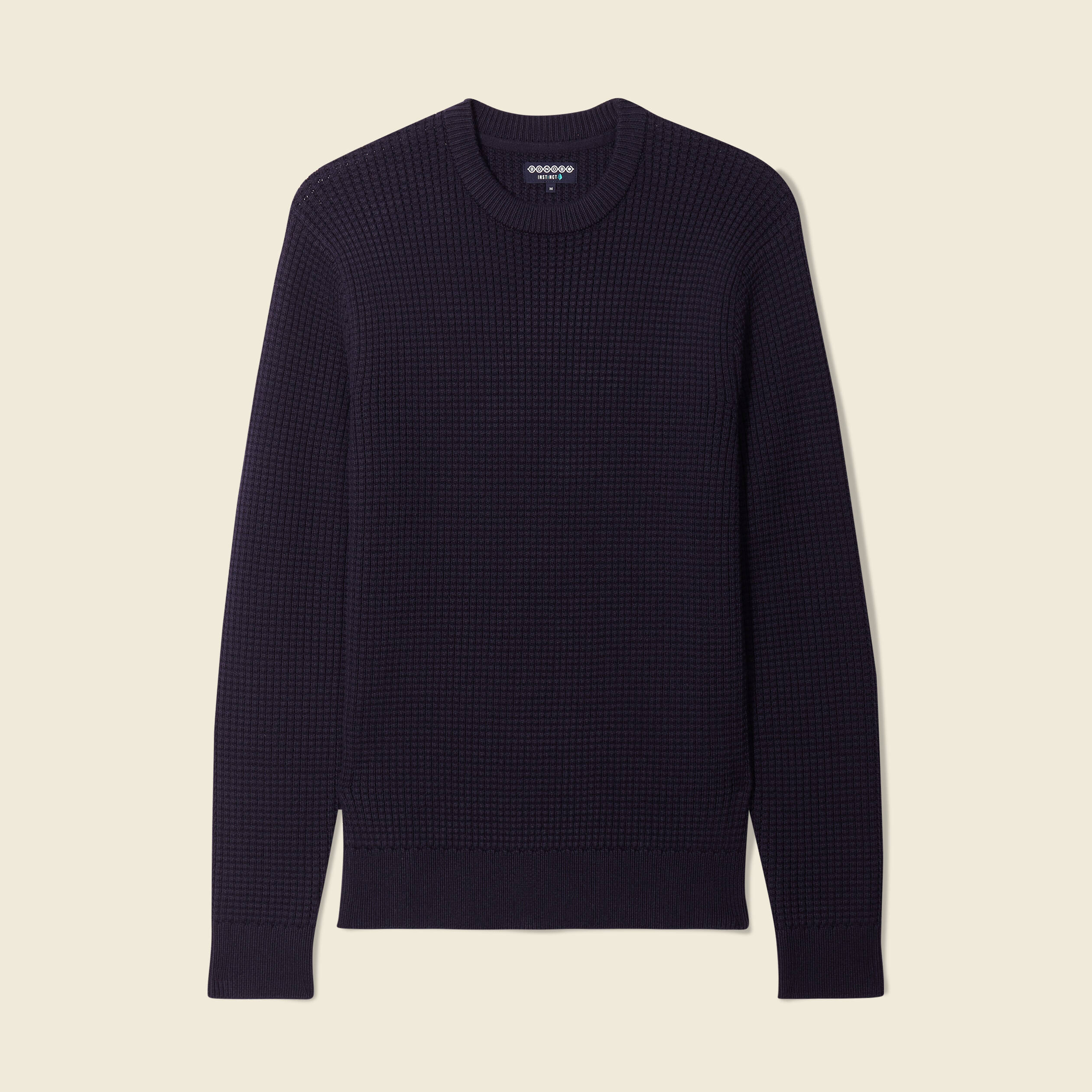 Pull manches longues col rond bleu fonc&eacute; homme