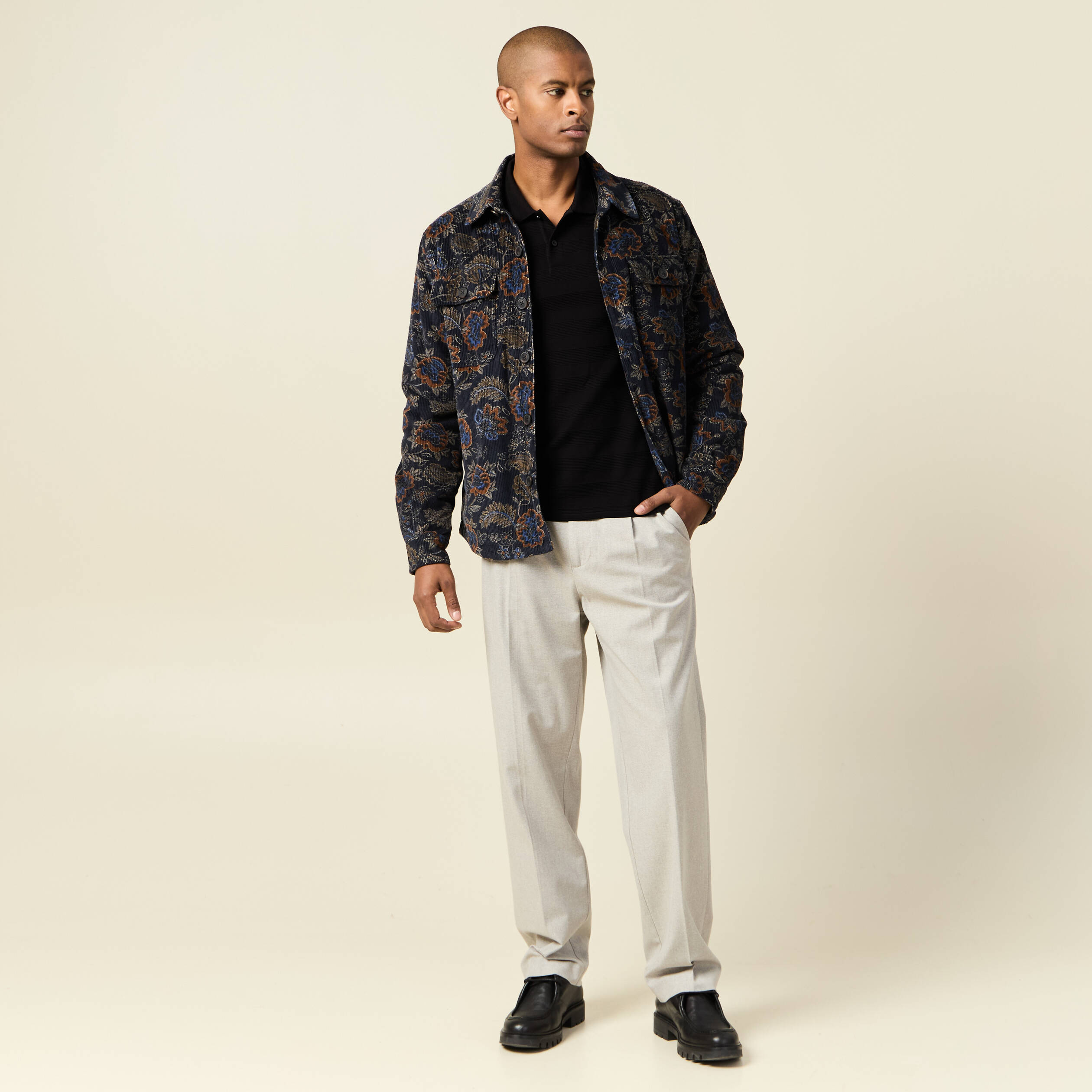 Polo manches longues noir homme