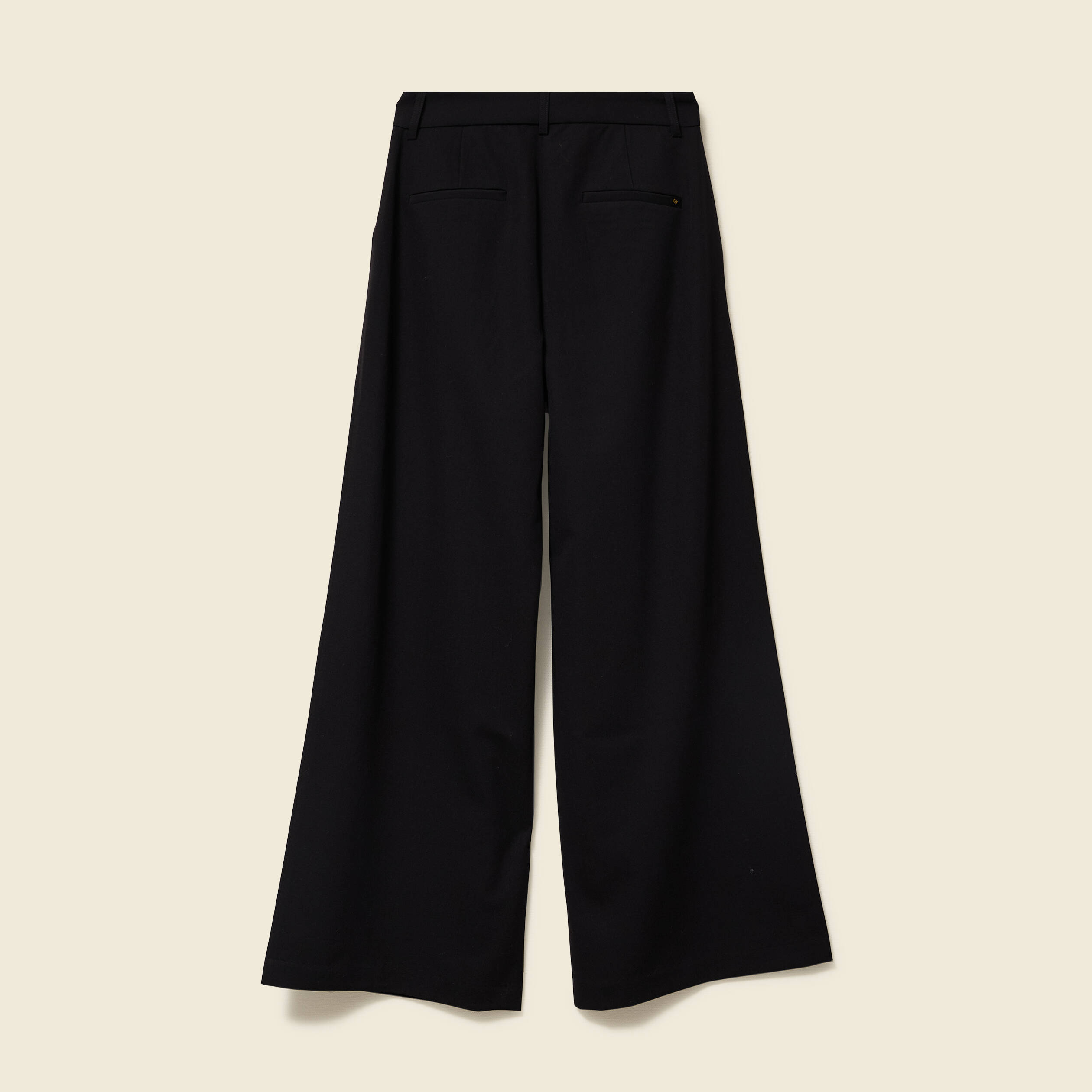 Pantalon large taille haute fluide noir femme