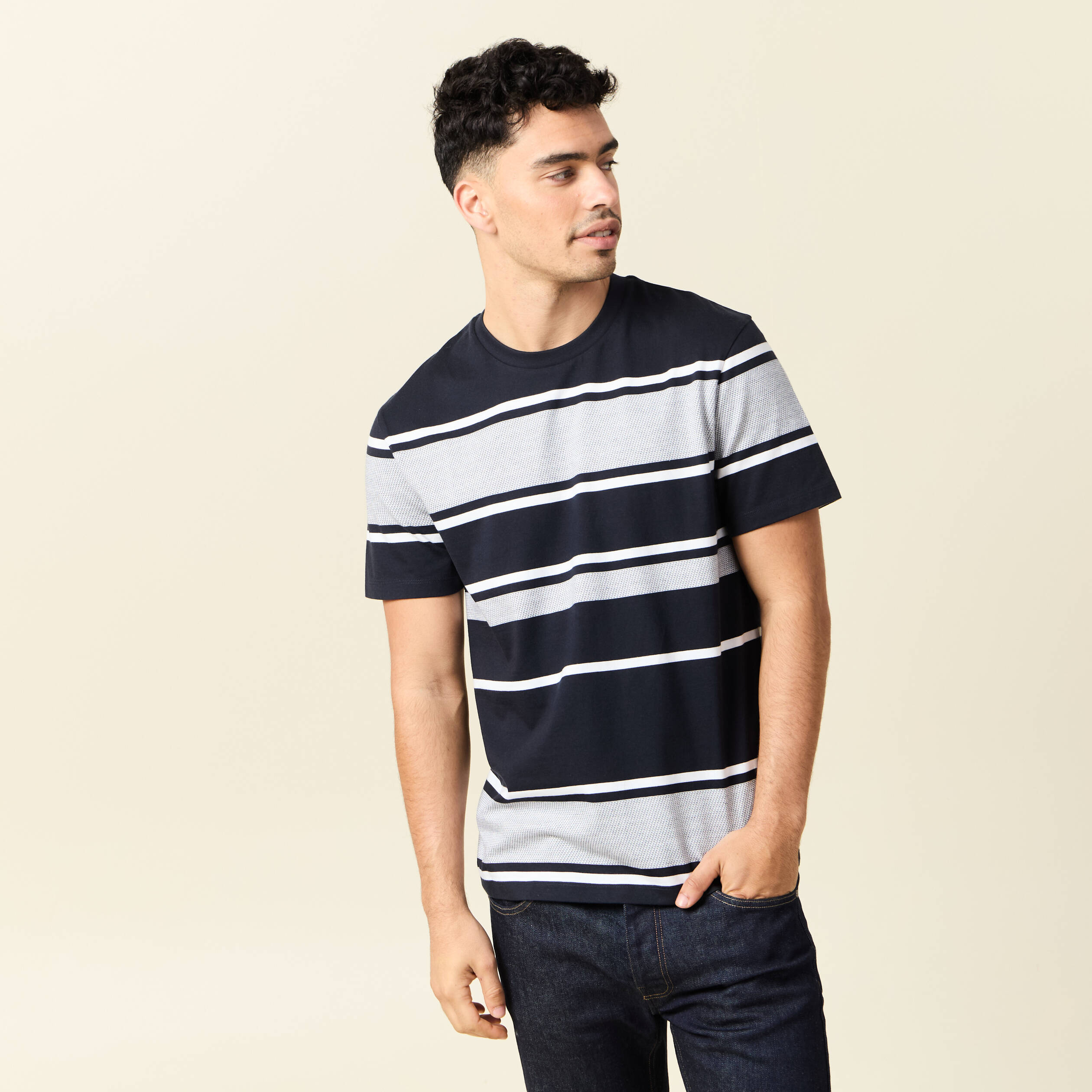 T-shirt manches courtes bleu marine homme
